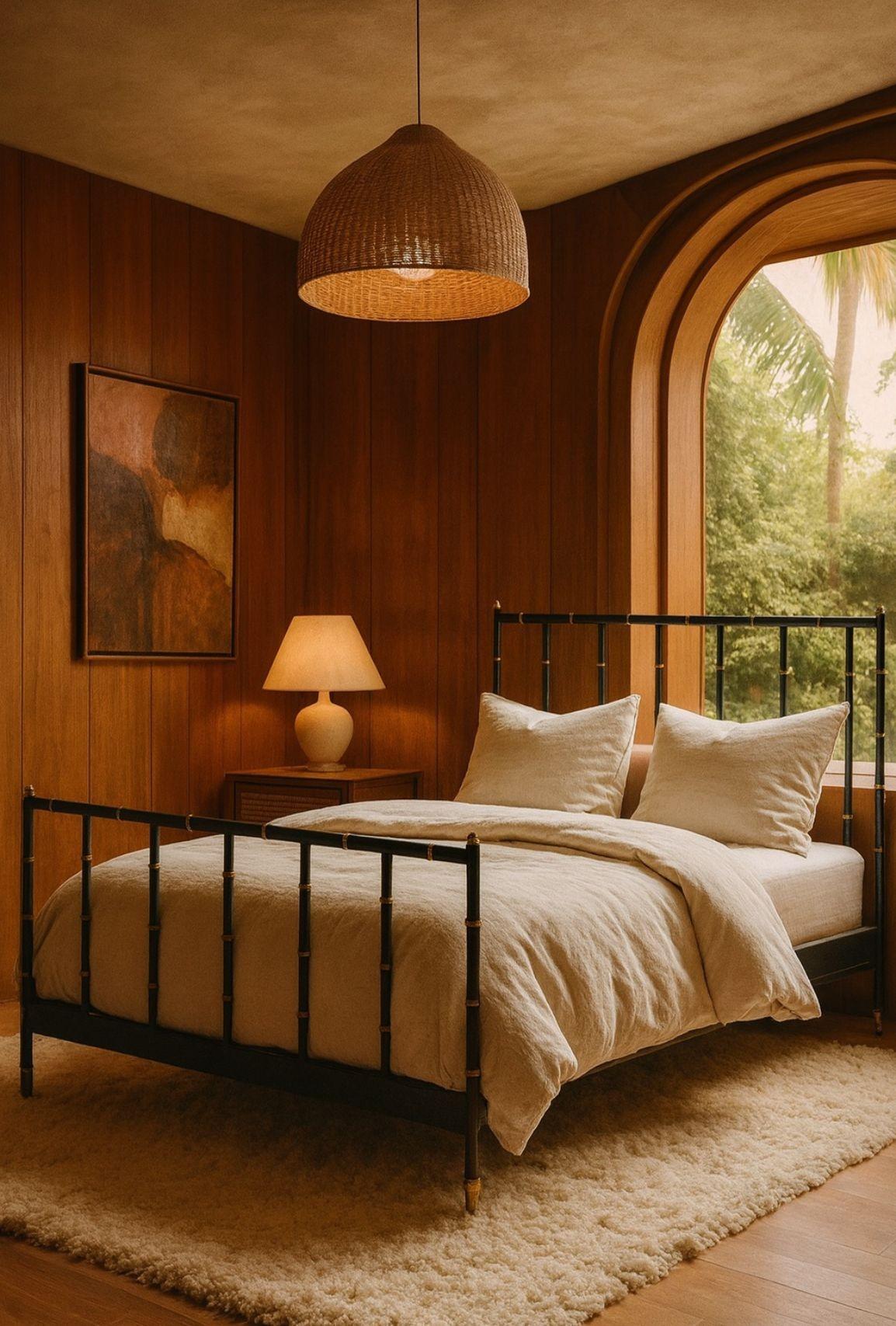 Cadre de lit grande taille Jacques Adnet en cuir et laiton, France, 1950 en vente 4