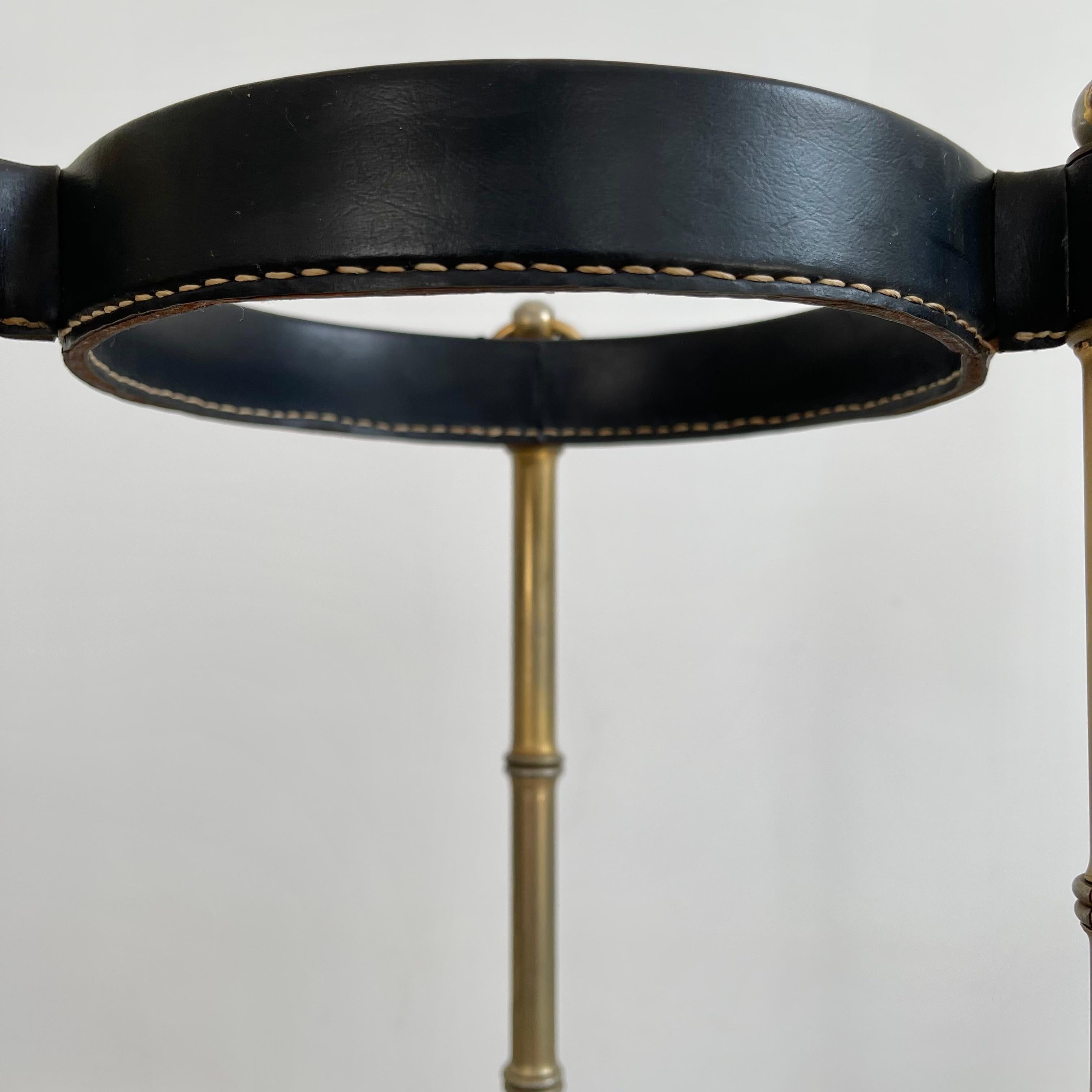 Jacques Adnet Leather and Brass Umbrella Stand, 1950s For Sale 5
