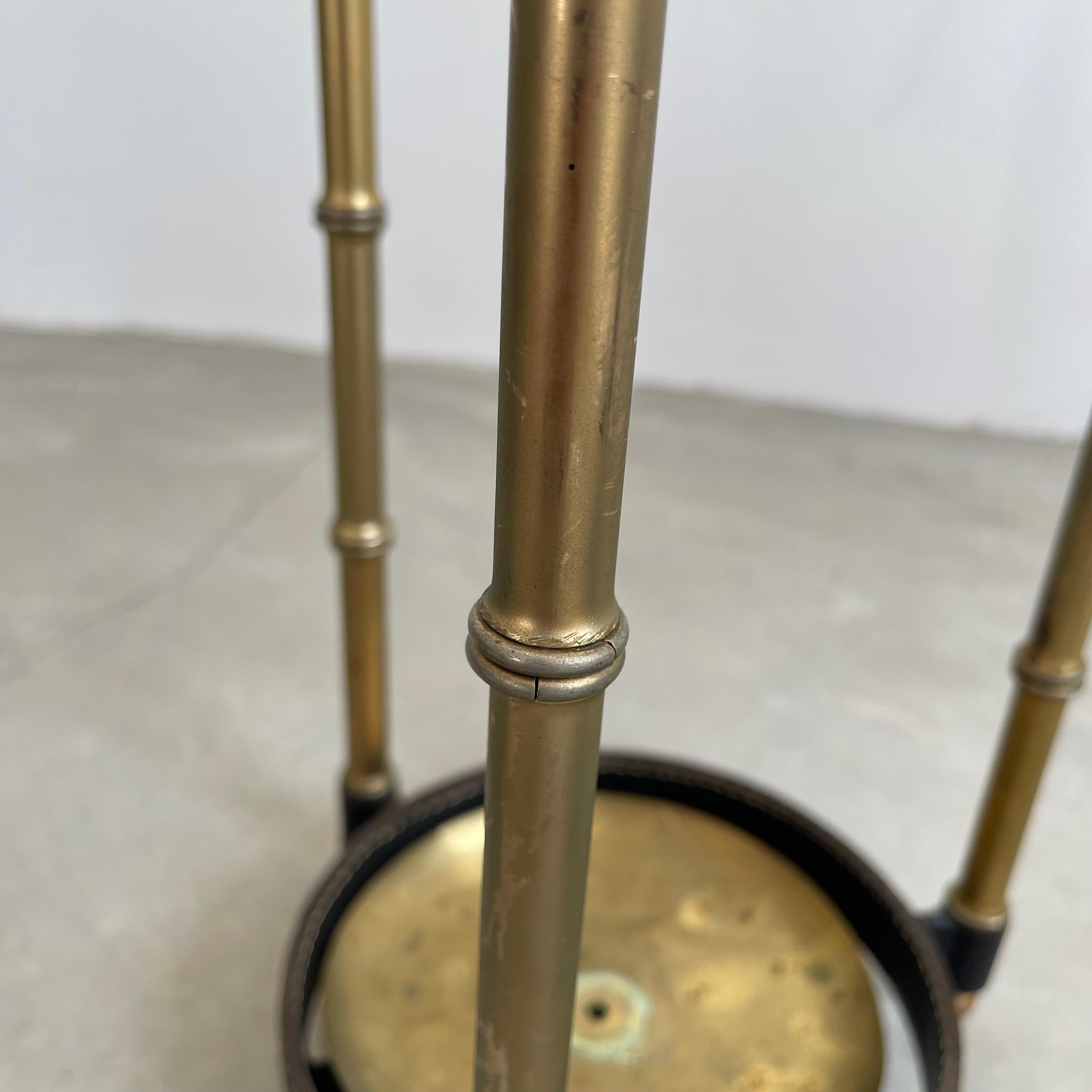 Jacques Adnet Leather and Brass Umbrella Stand, 1950s For Sale 1