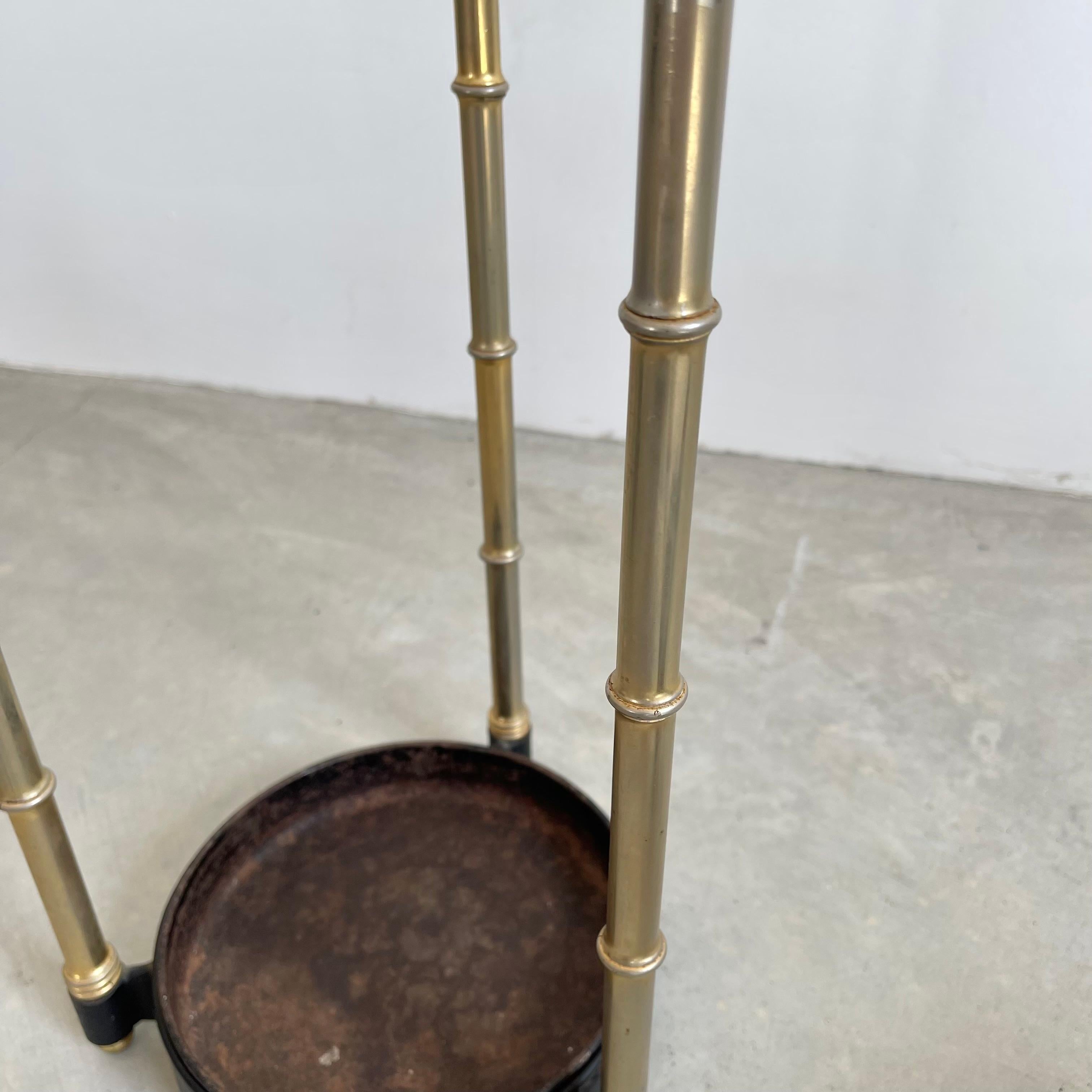Jacques Adnet Leather and Brass Umbrella Stand, 1950s 2