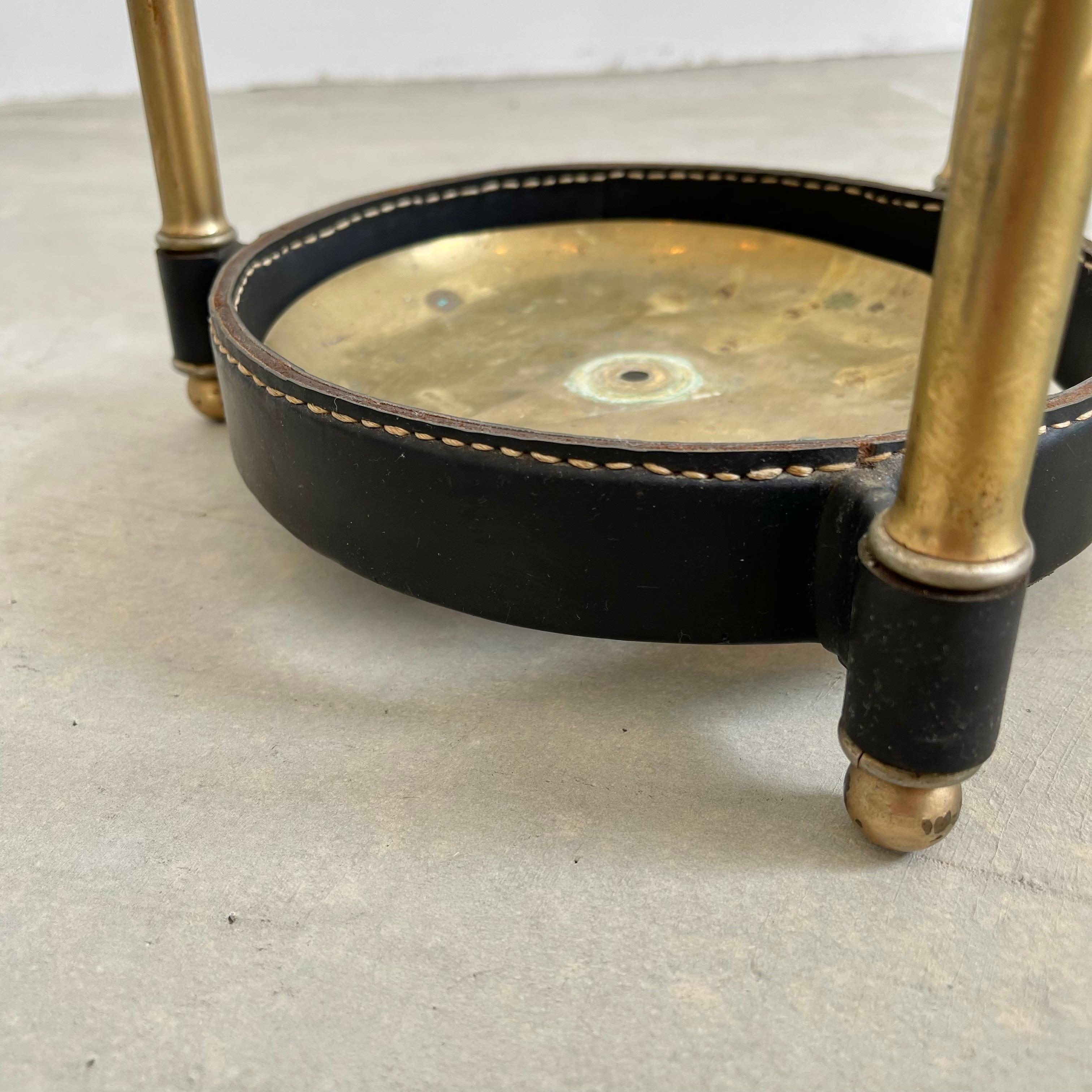 Jacques Adnet Leather and Brass Umbrella Stand, 1950s For Sale 3