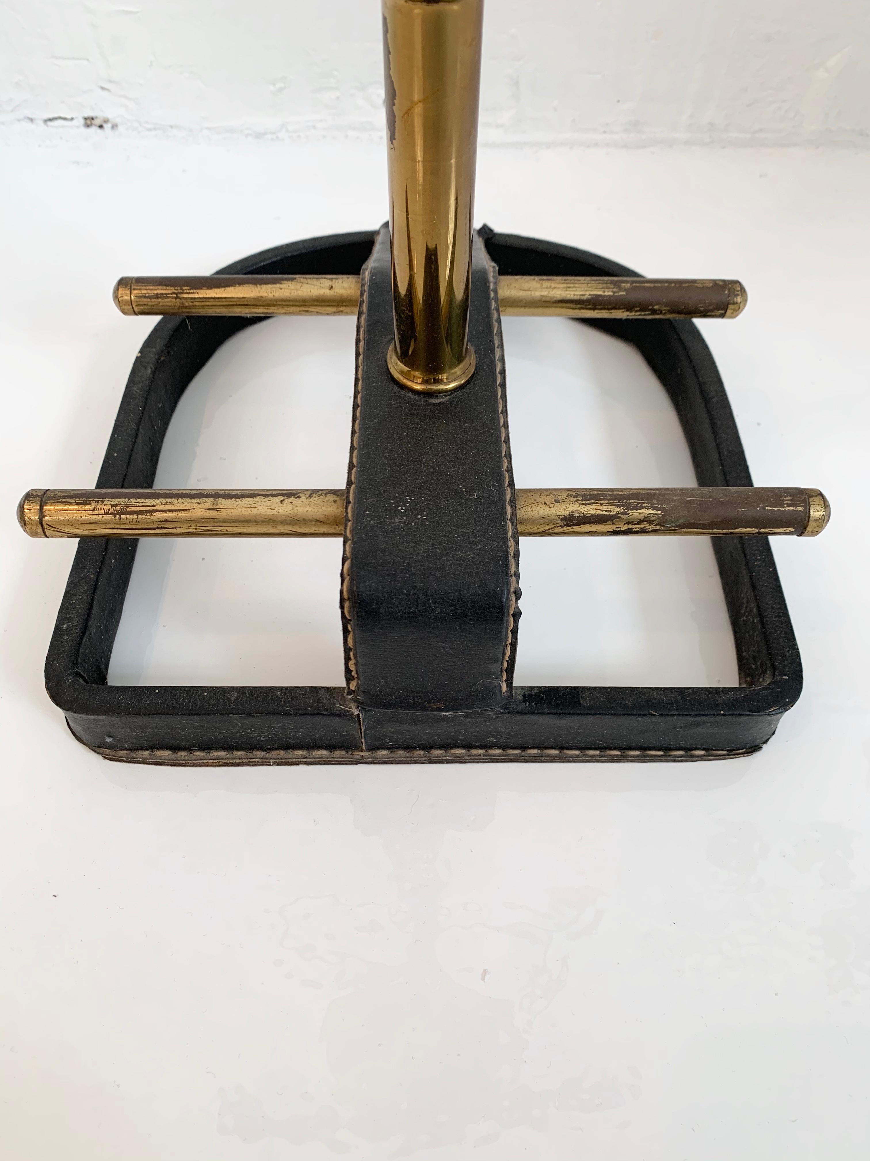 Jacques Adnet Leather and Brass Valet For Sale 1
