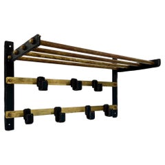Retro Jacques Adnet Leather and Brass Wall Rack, 1950s France