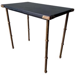 Jacques Adnet Leather and Bronze Side Table Jacques Adnet Leather and Bronze Side Table