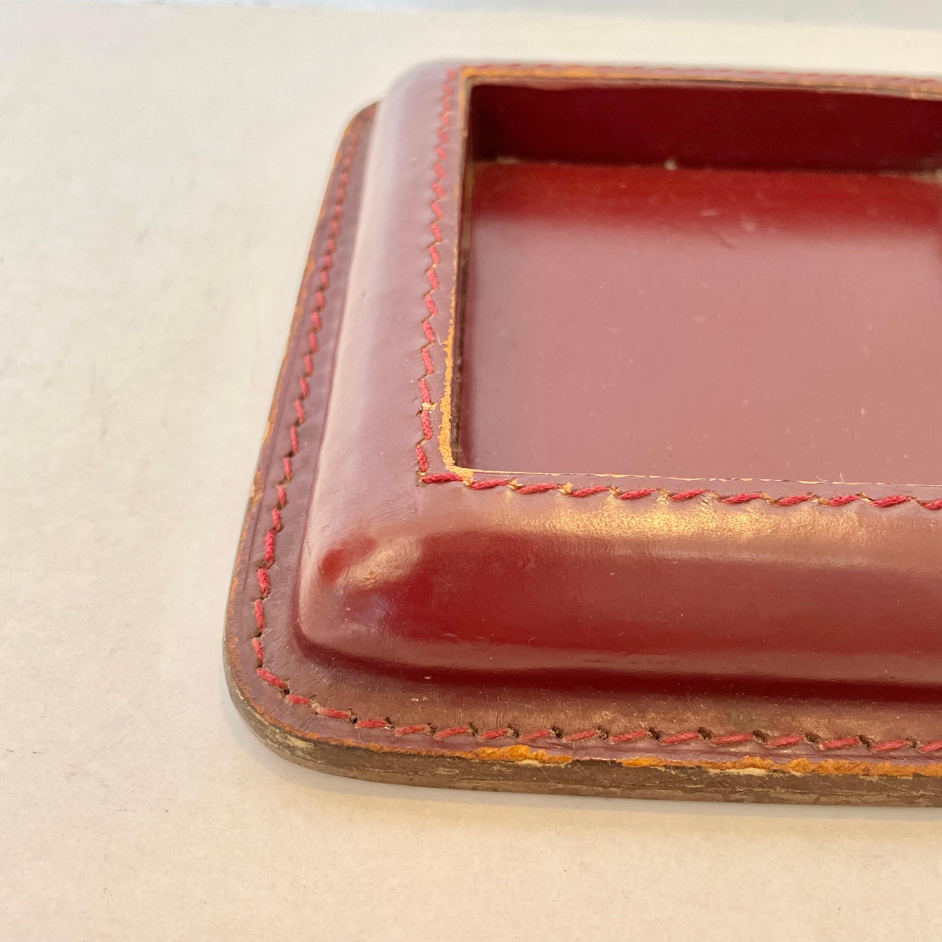 Jacques Adnet Leather and Glass Ashtray For Sale 1