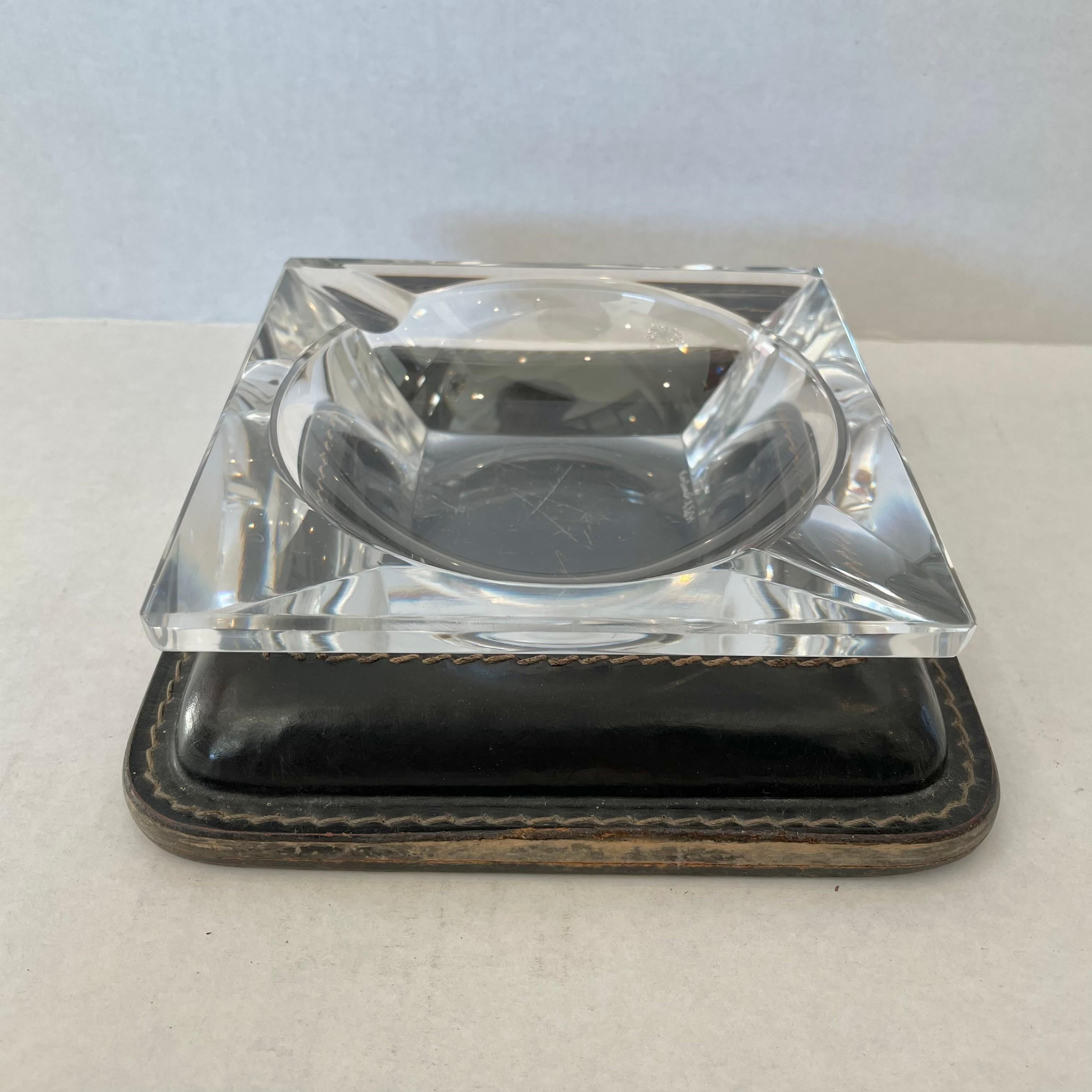Jacques Adnet Leather and Glass Ashtray 4