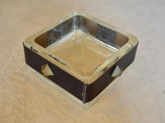Jacques Adnet Leather and Glass Catchall