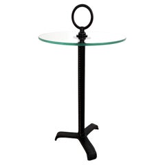 Jacques Adnet Leather and Glass Cocktail Table, 1950s France