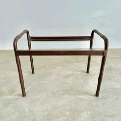 Jacques Adnet Leather and Glass Side Table, 1950s France