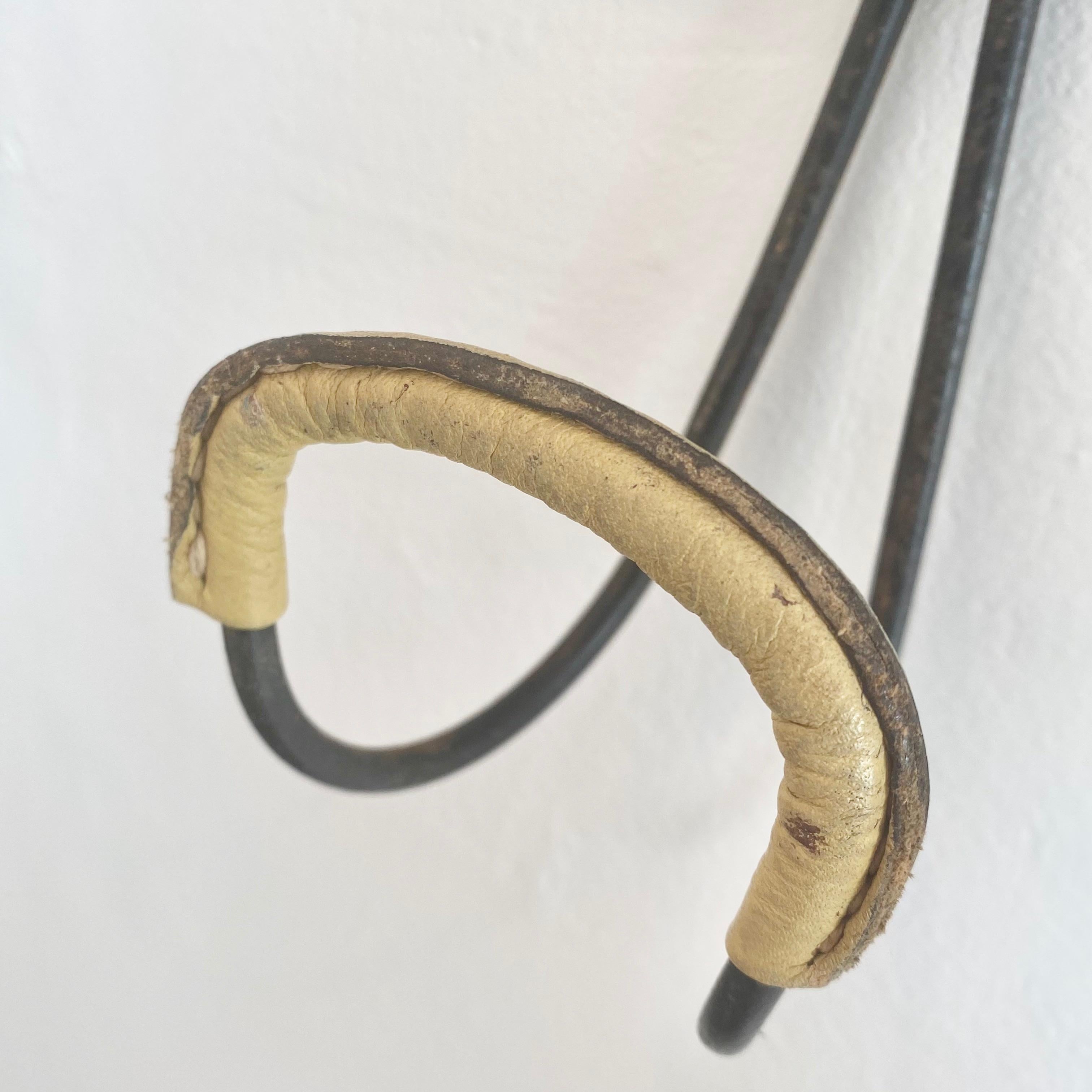 Jacques Adnet Leather and Iron Coat Rack 1