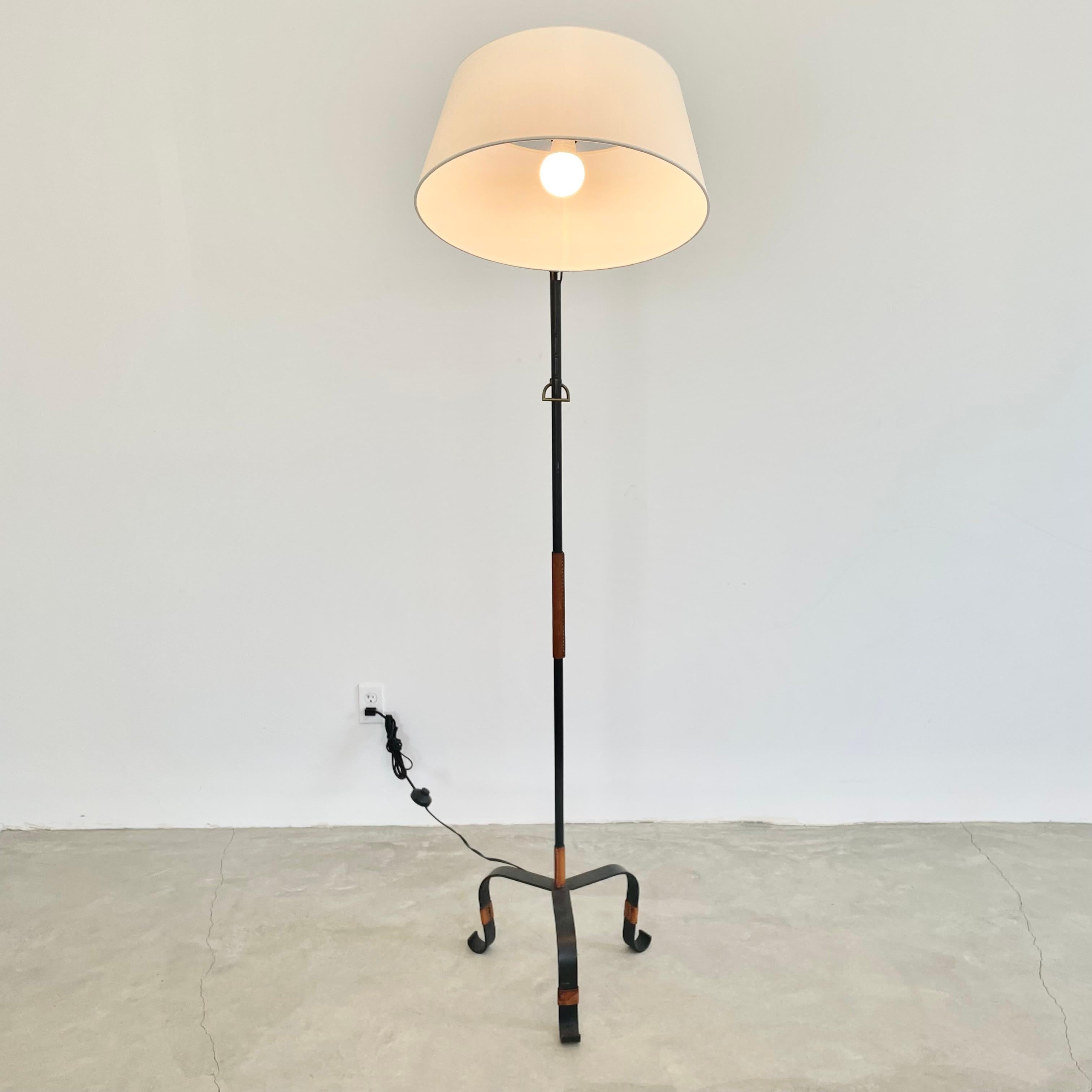 Jacques Adnet Leather and Iron Floor Lamp For Sale 5