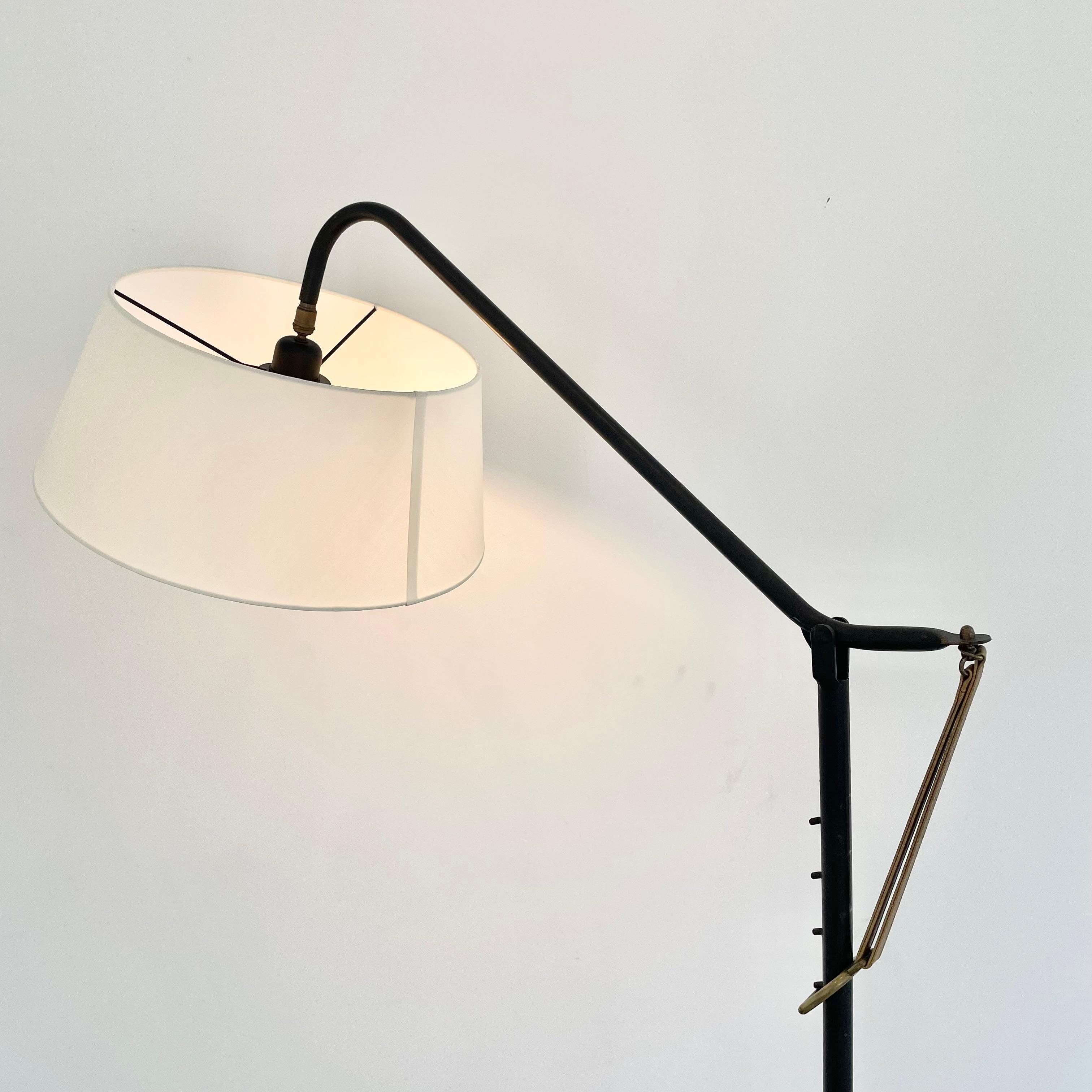 Jacques Adnet Leather and Iron Floor Lamp For Sale 9