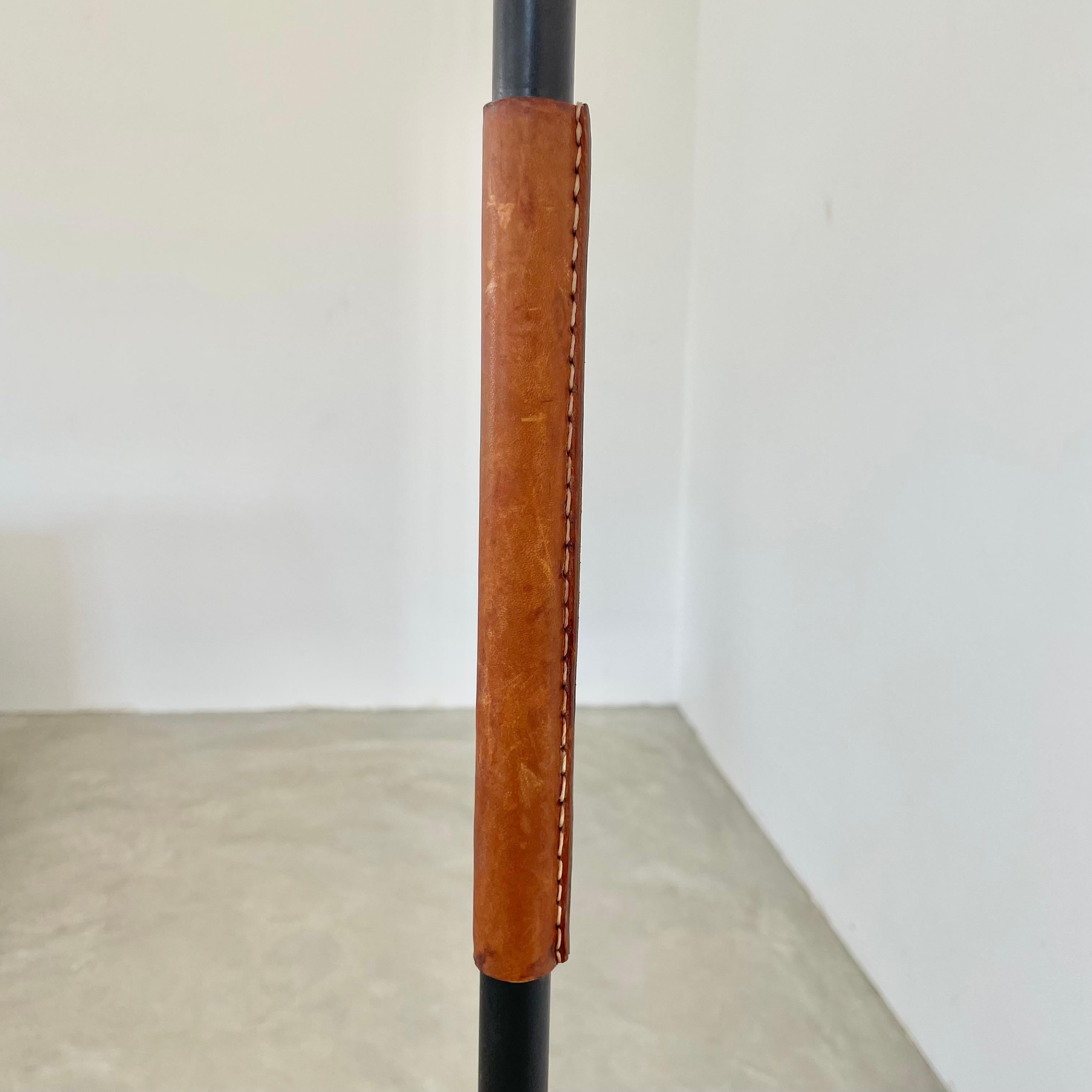 Jacques Adnet Leather and Iron Floor Lamp In Good Condition For Sale In Los Angeles, CA