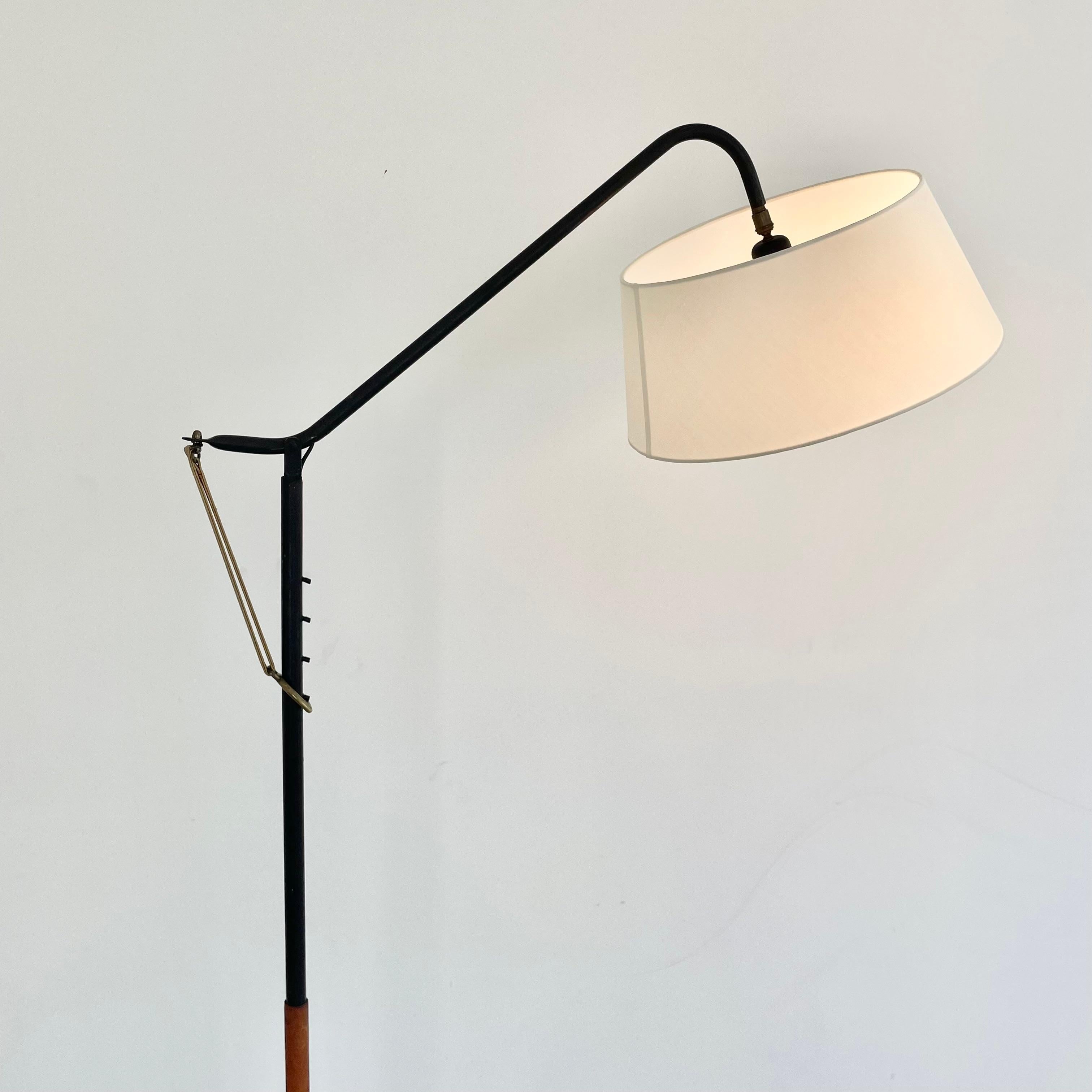 Jacques Adnet Leather and Iron Floor Lamp For Sale 2
