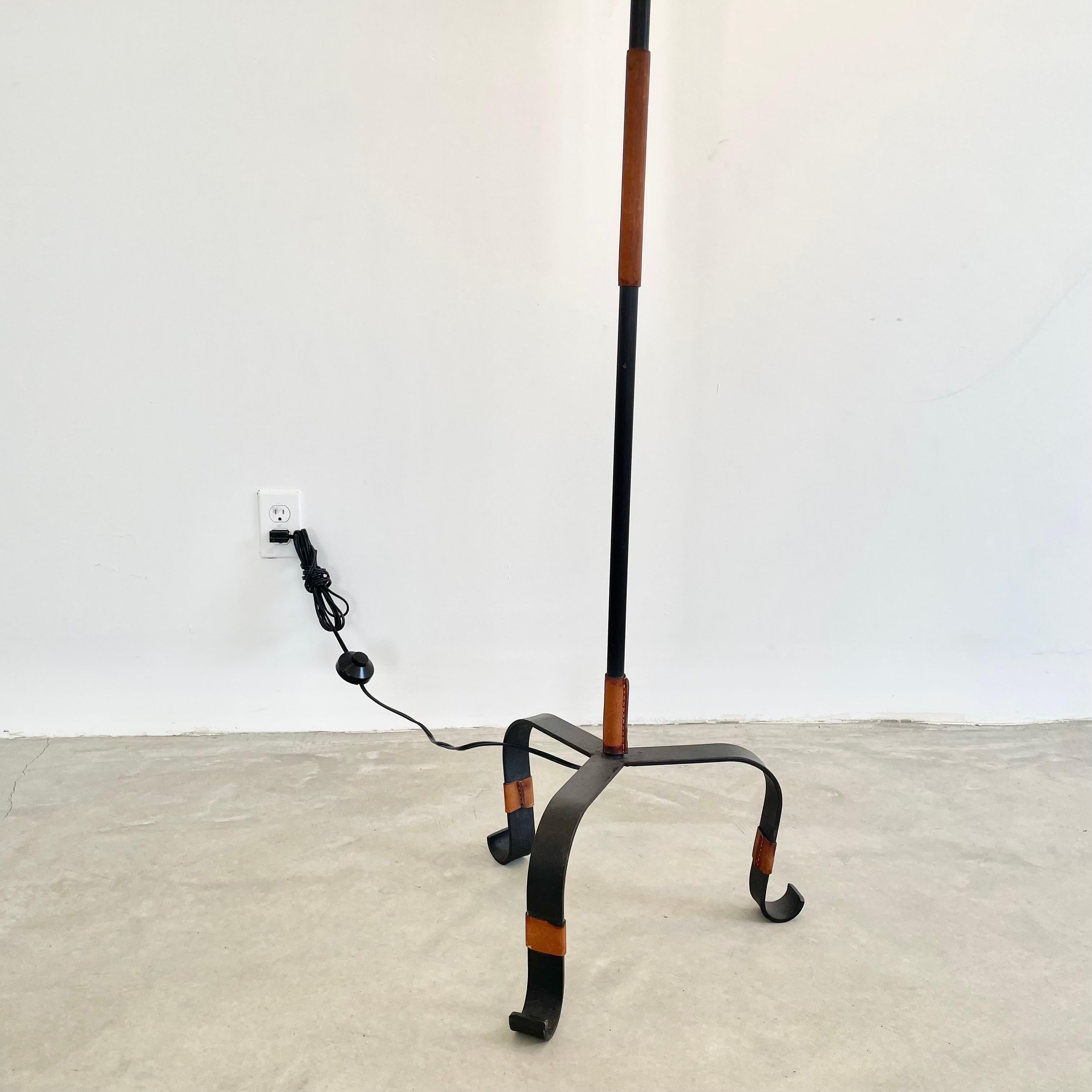 Jacques Adnet Leather and Iron Floor Lamp For Sale 3