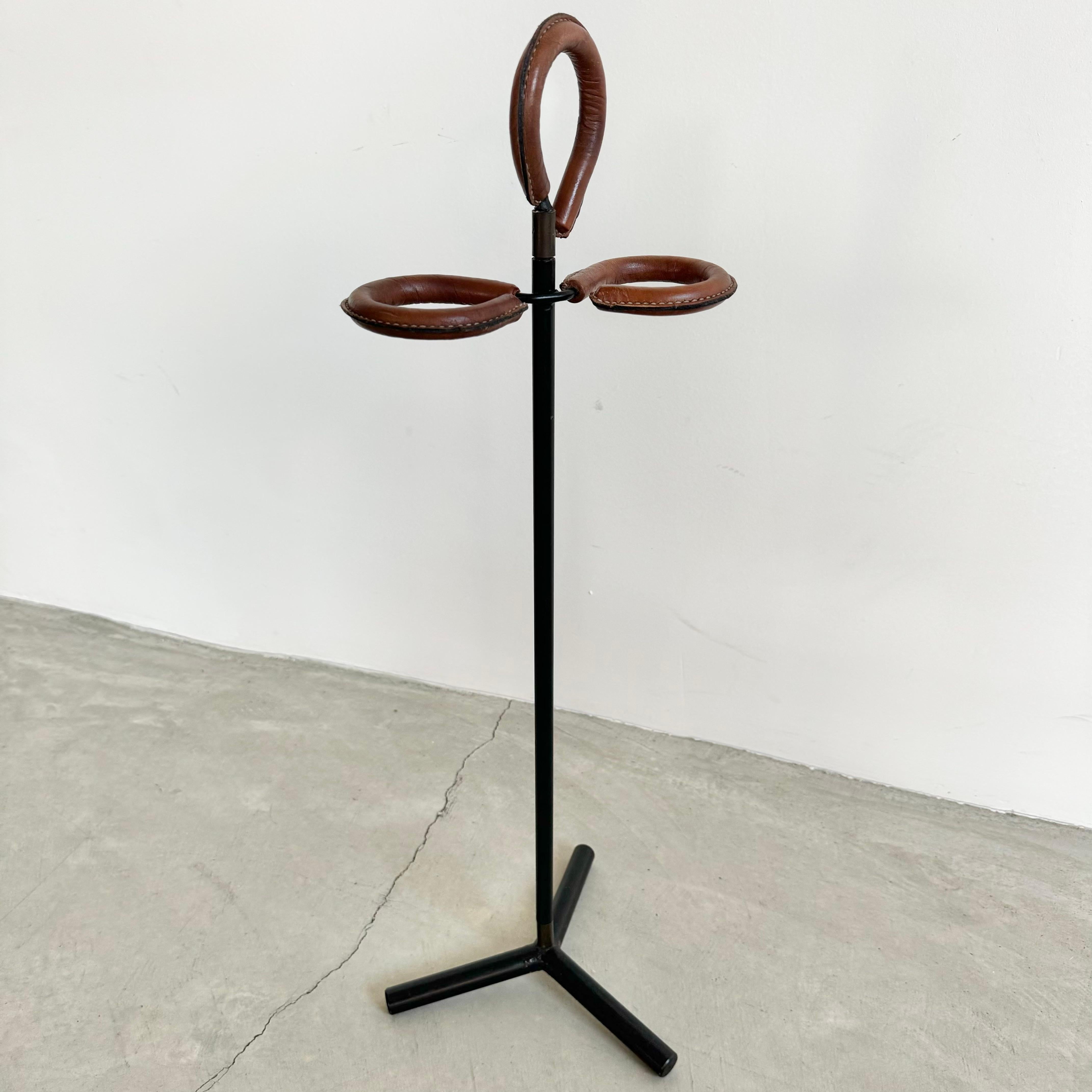Jacques Adnet Leather and Iron Umbrella Stand, 1950s France For Sale 6