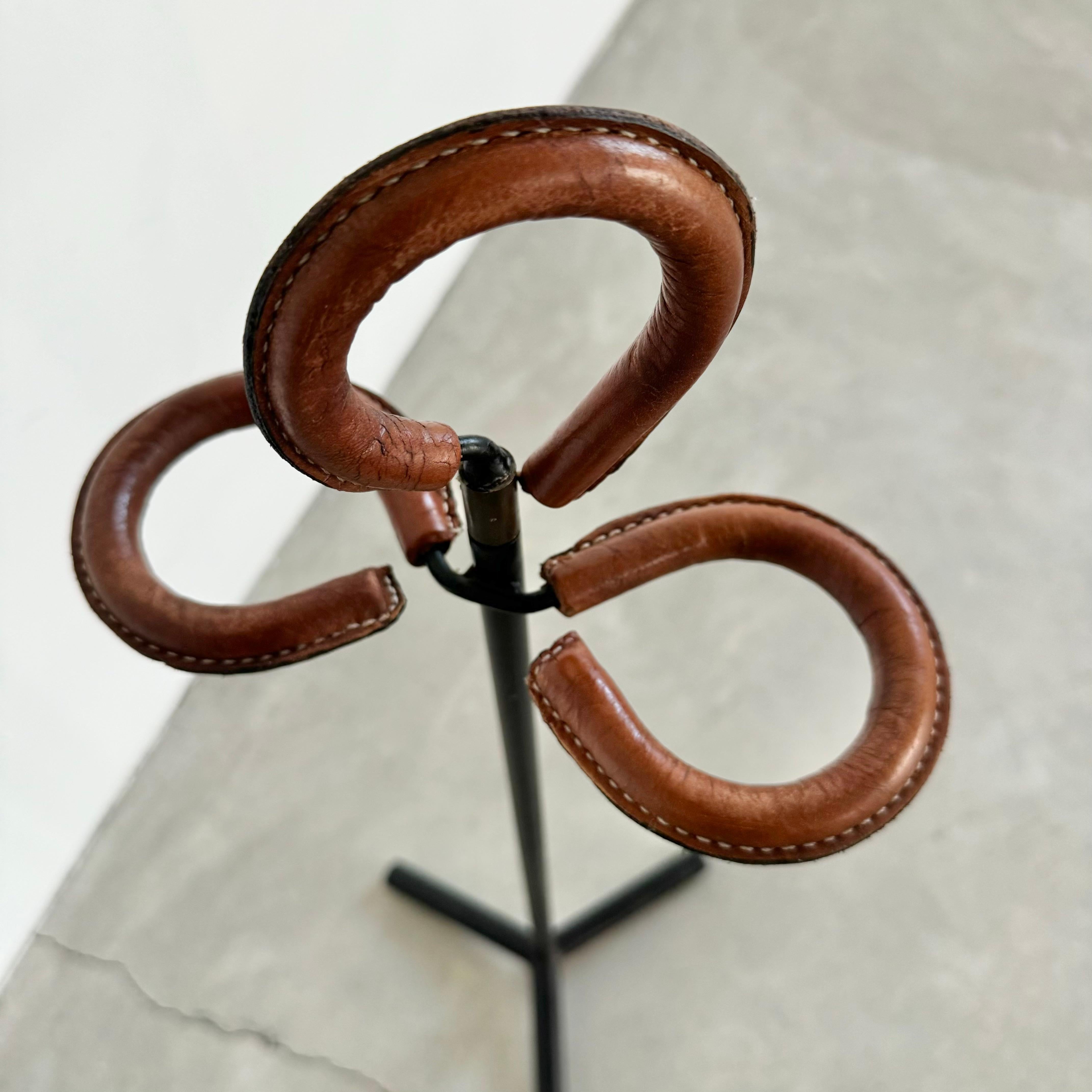 Jacques Adnet Leather and Iron Umbrella Stand, 1950s France For Sale 7