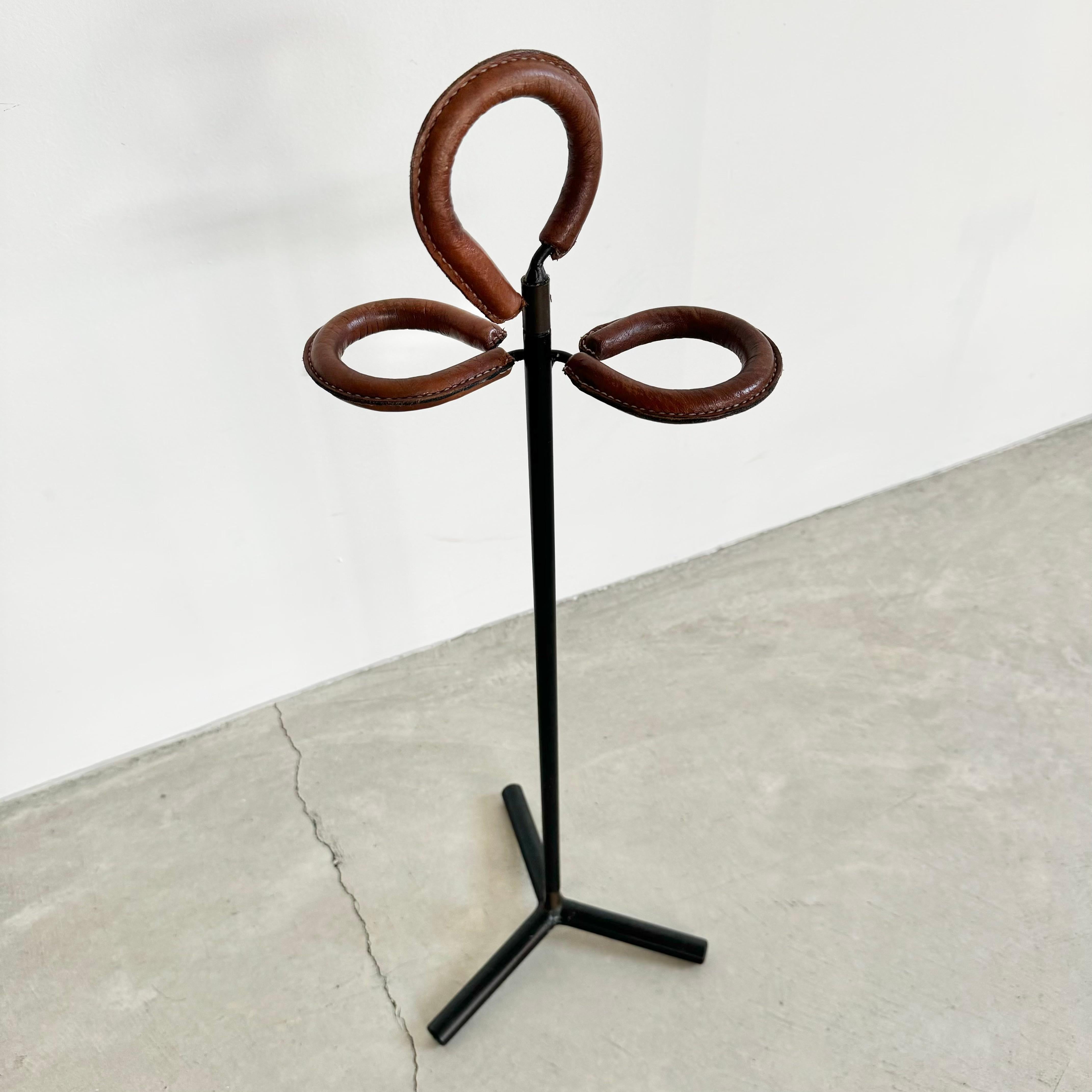 Jacques Adnet Leather and Iron Umbrella Stand, 1950s France For Sale 3