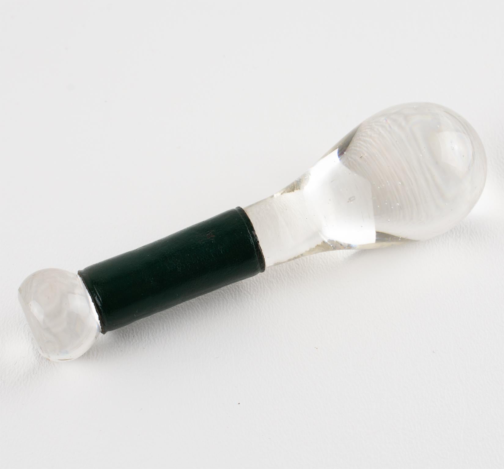 Jacques Adnet Leather and Molded Glass Ashtray Catchall Desk Tidy, circa 1950 For Sale 5