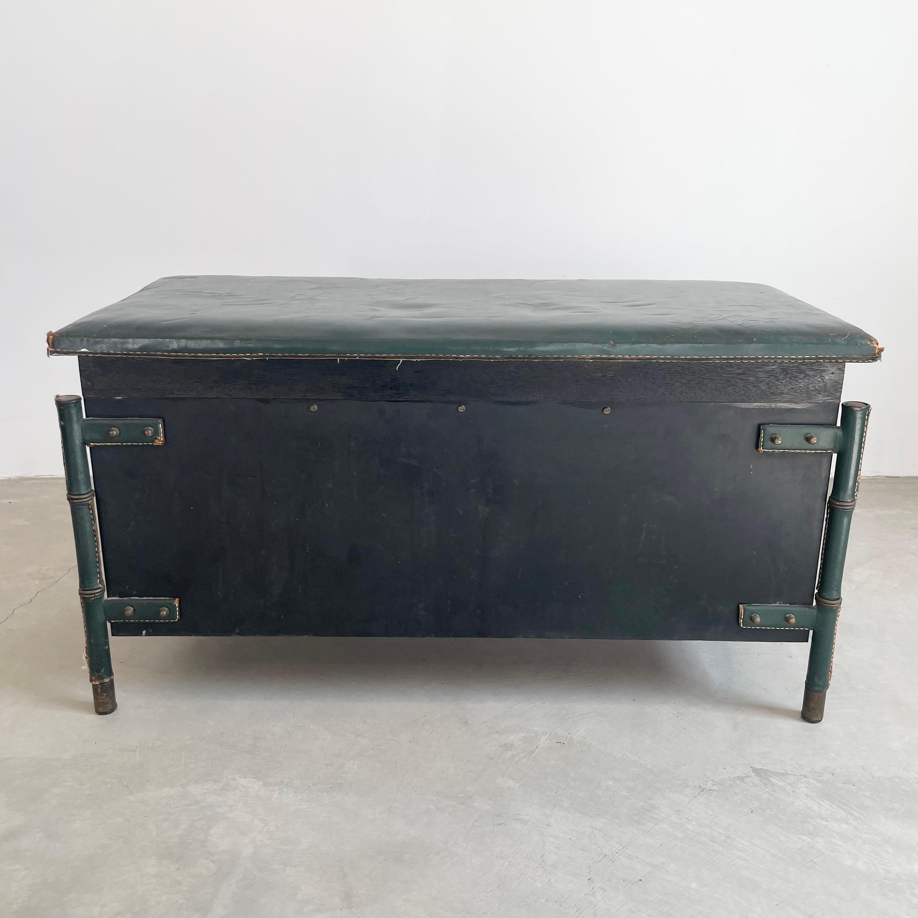 Jacques Adnet Leather and Oak Bench / Storage Chest, 1950s For Sale 10