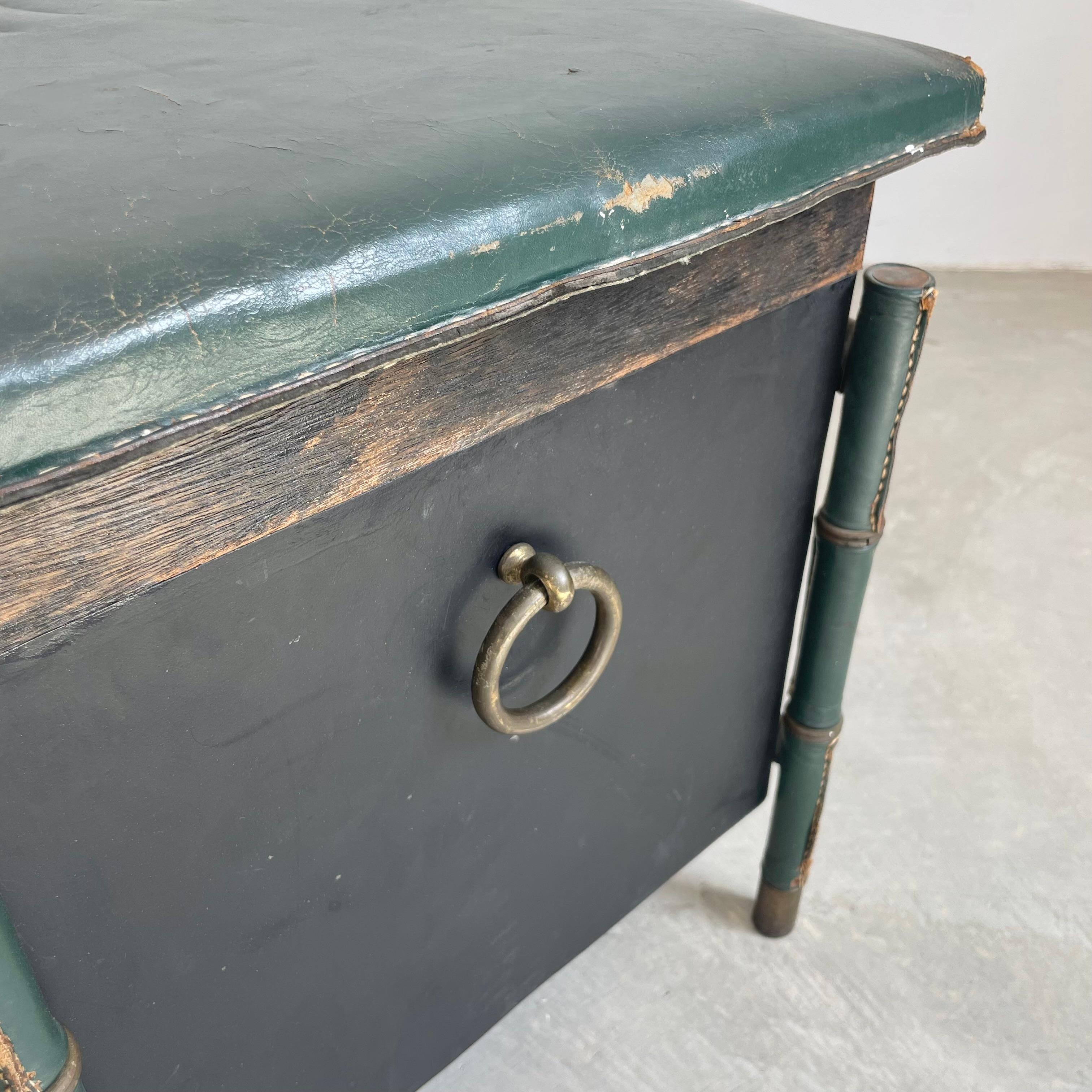 Jacques Adnet Leather and Oak Bench / Storage Chest, 1950s For Sale 11