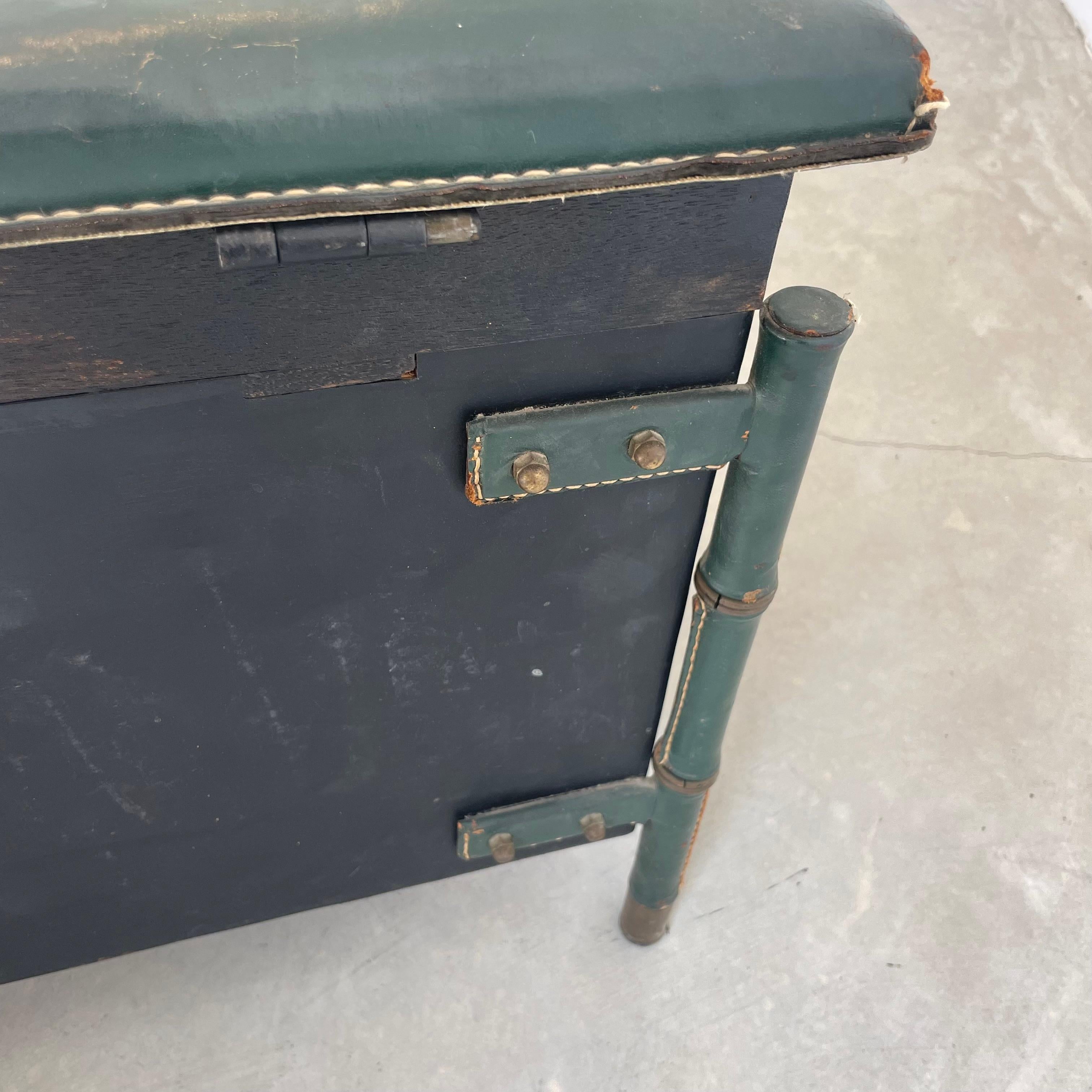Jacques Adnet Leather and Oak Bench / Storage Chest, 1950s For Sale 13