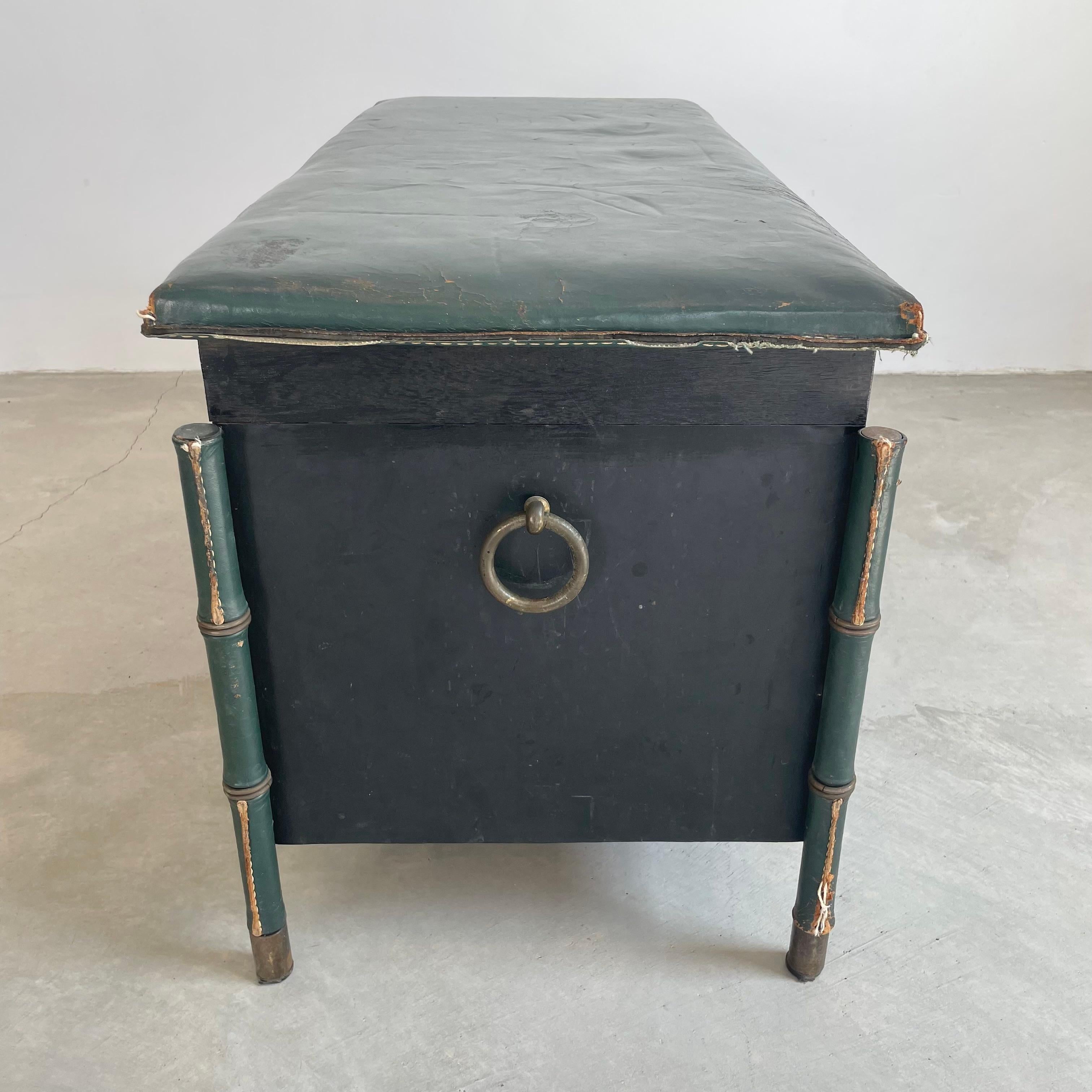 Panca/cassapanca in pelle e Oak di Jacques Adnet, anni '50 In condizioni buone in vendita a Los Angeles, CA