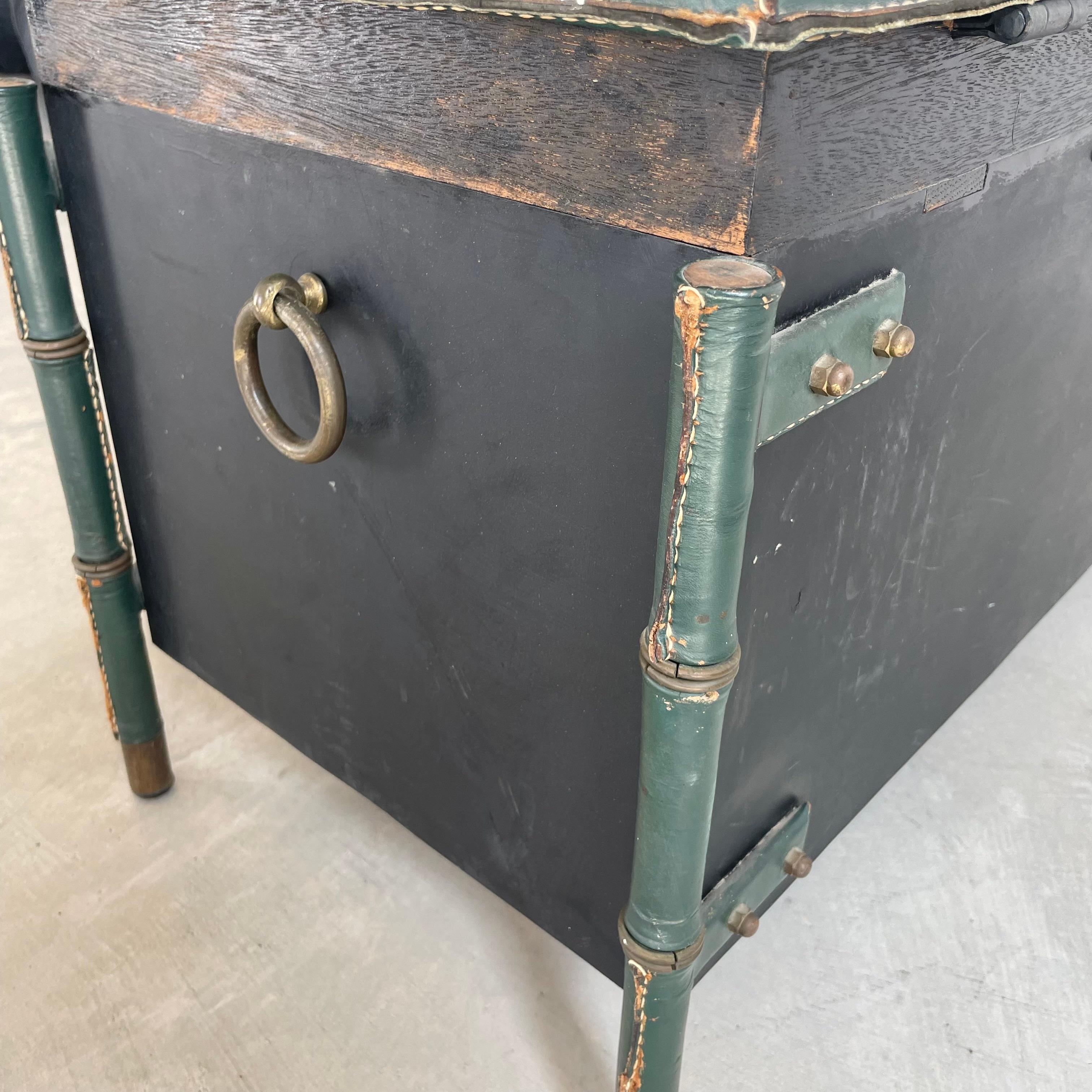 Jacques Adnet Leather and Oak Bench / Storage Chest, 1950s For Sale 3