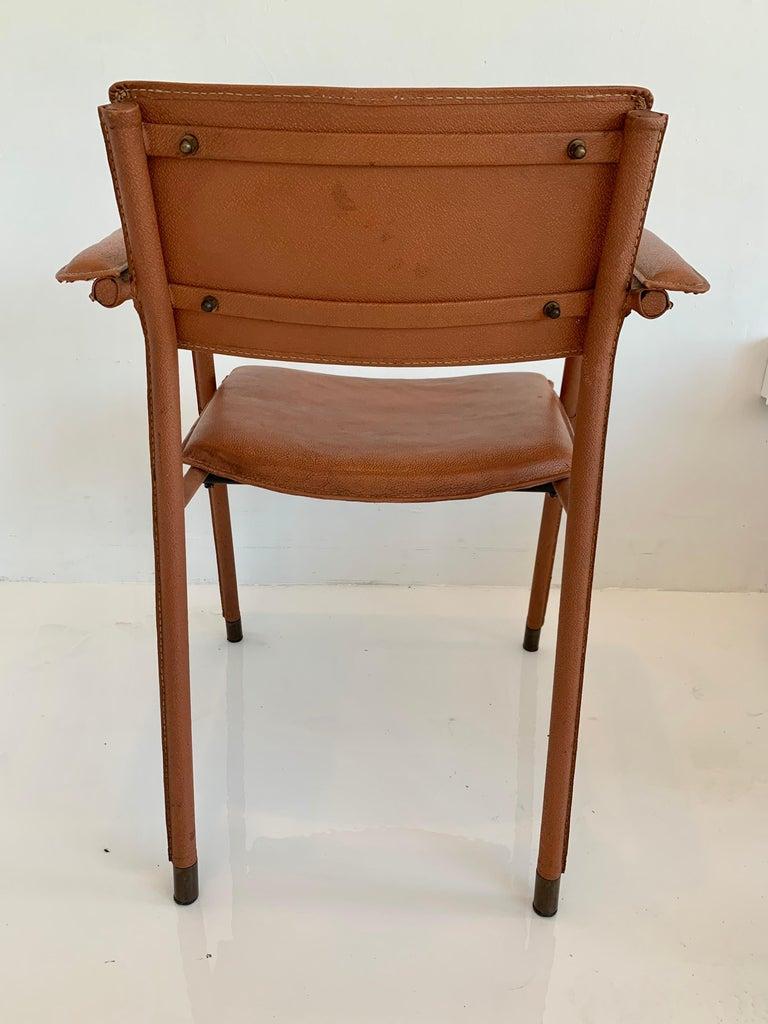 Jacques Adnet Leather Armchair, 1950s France For Sale 8