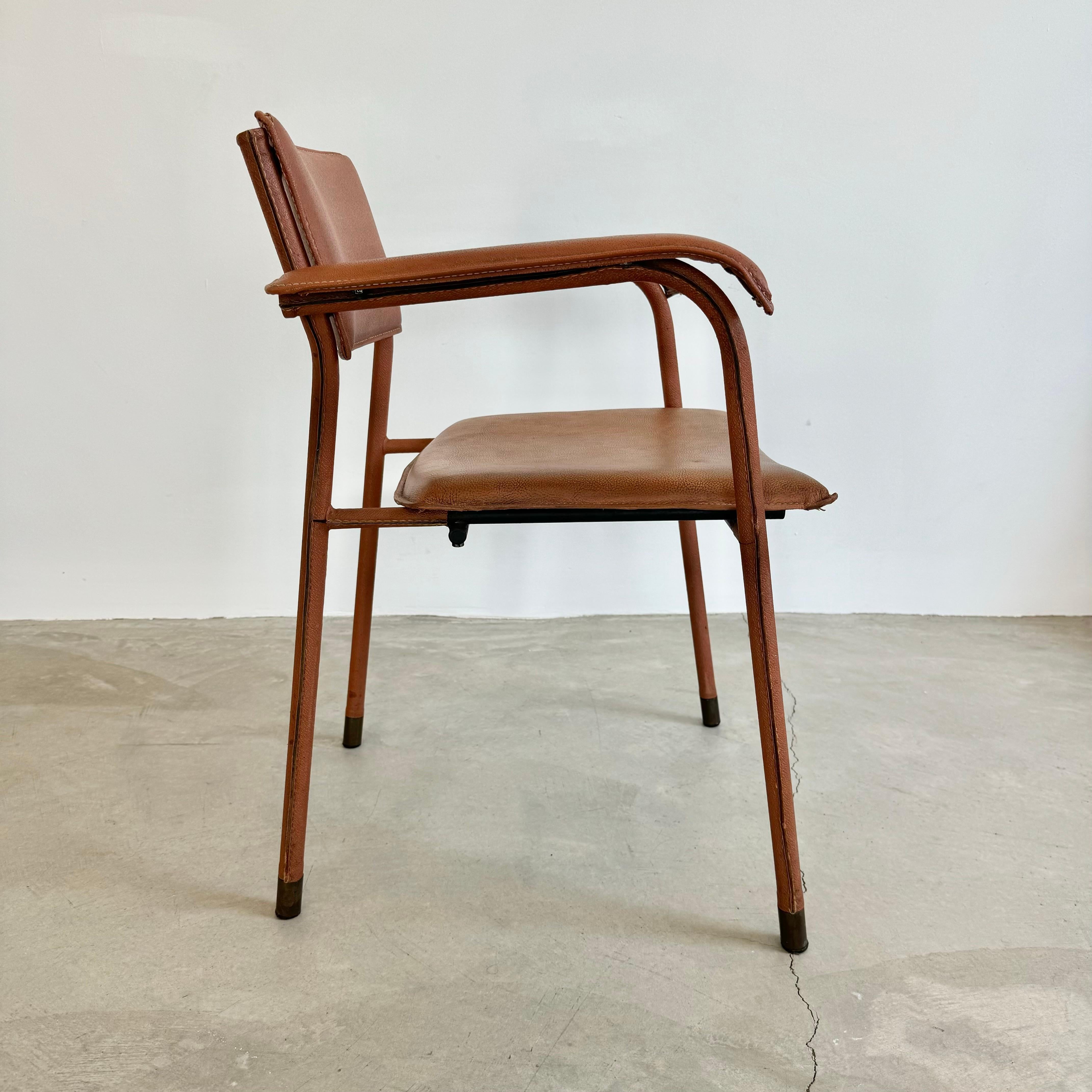 Jacques Adnet Leather Armchair, 1950s France For Sale 9