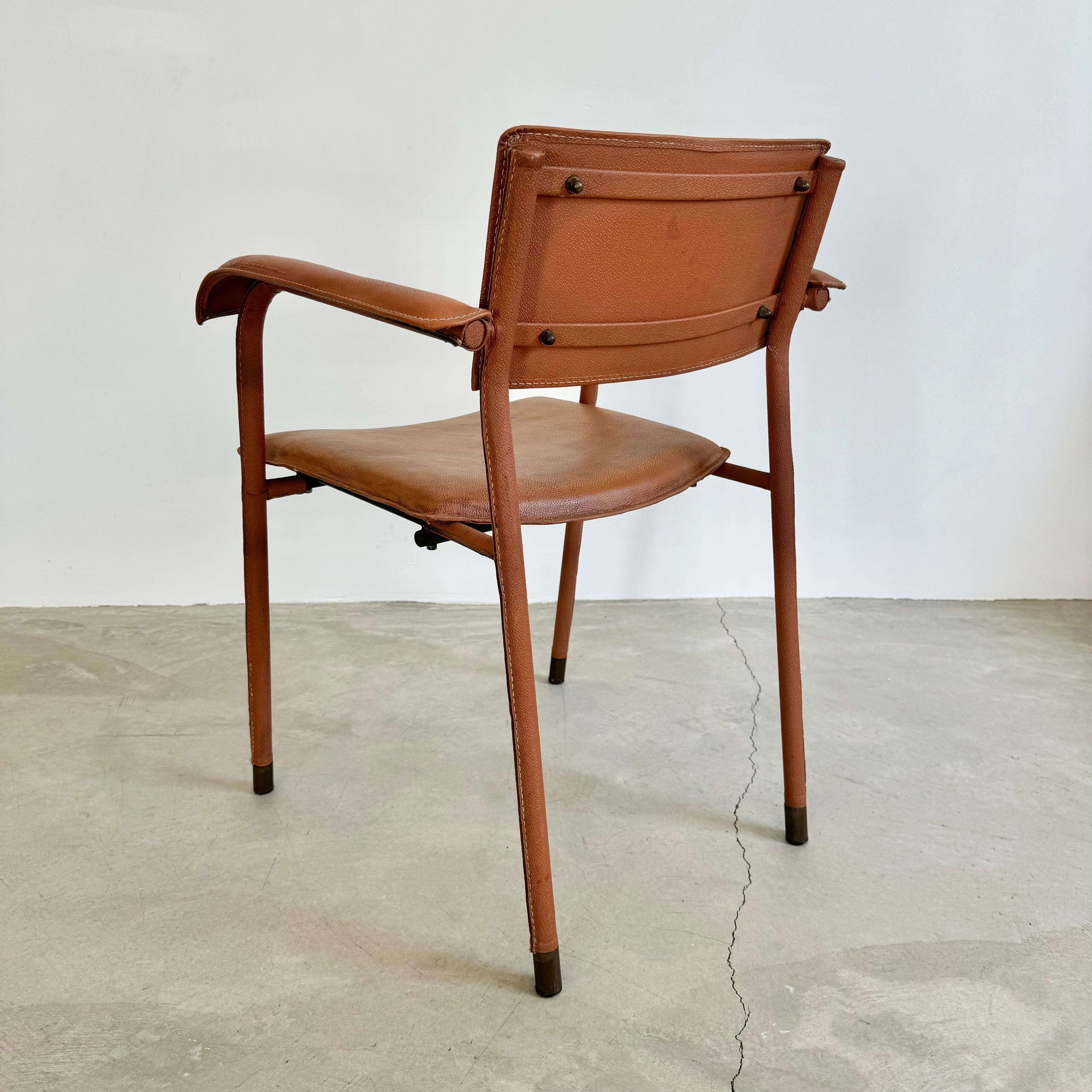 Mid-20th Century Jacques Adnet Leather Armchair, 1950s France For Sale