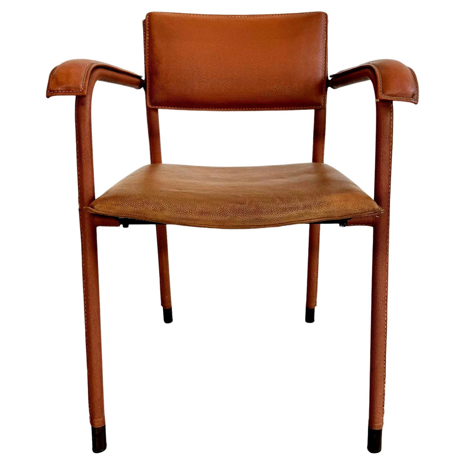 Jacques Adnet Leather Armchair, 1950s France For Sale