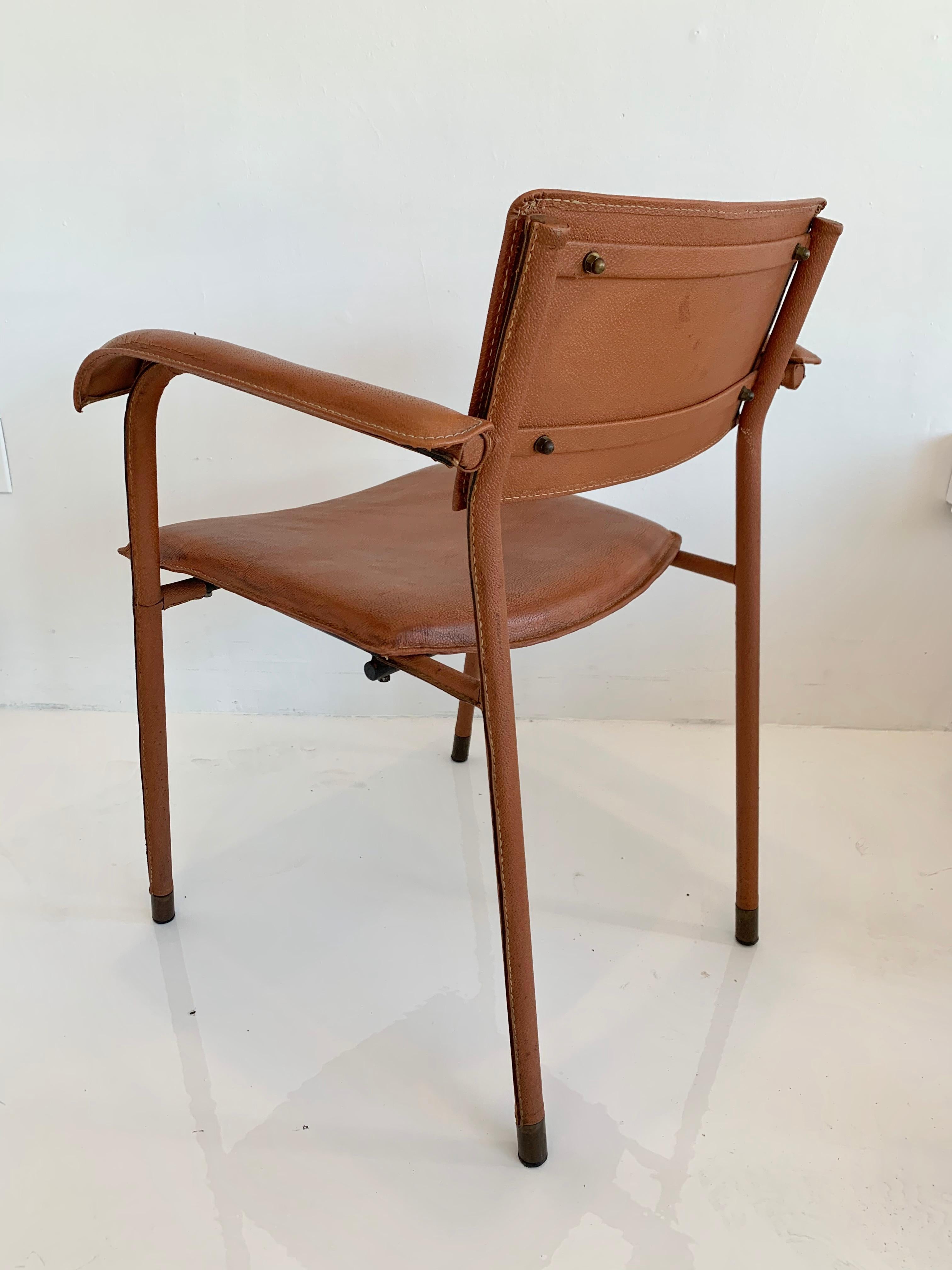 Jacques Adnet Leather Armchair In Good Condition In Los Angeles, CA