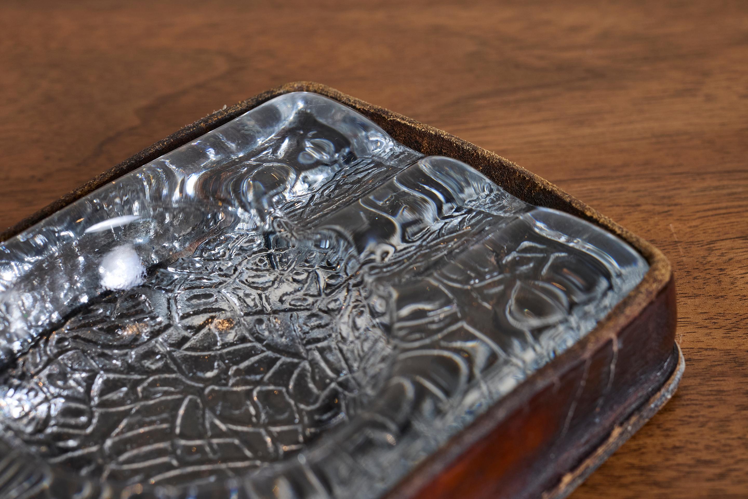 Laiton Jacques Adnet Leather Ashtray en vente