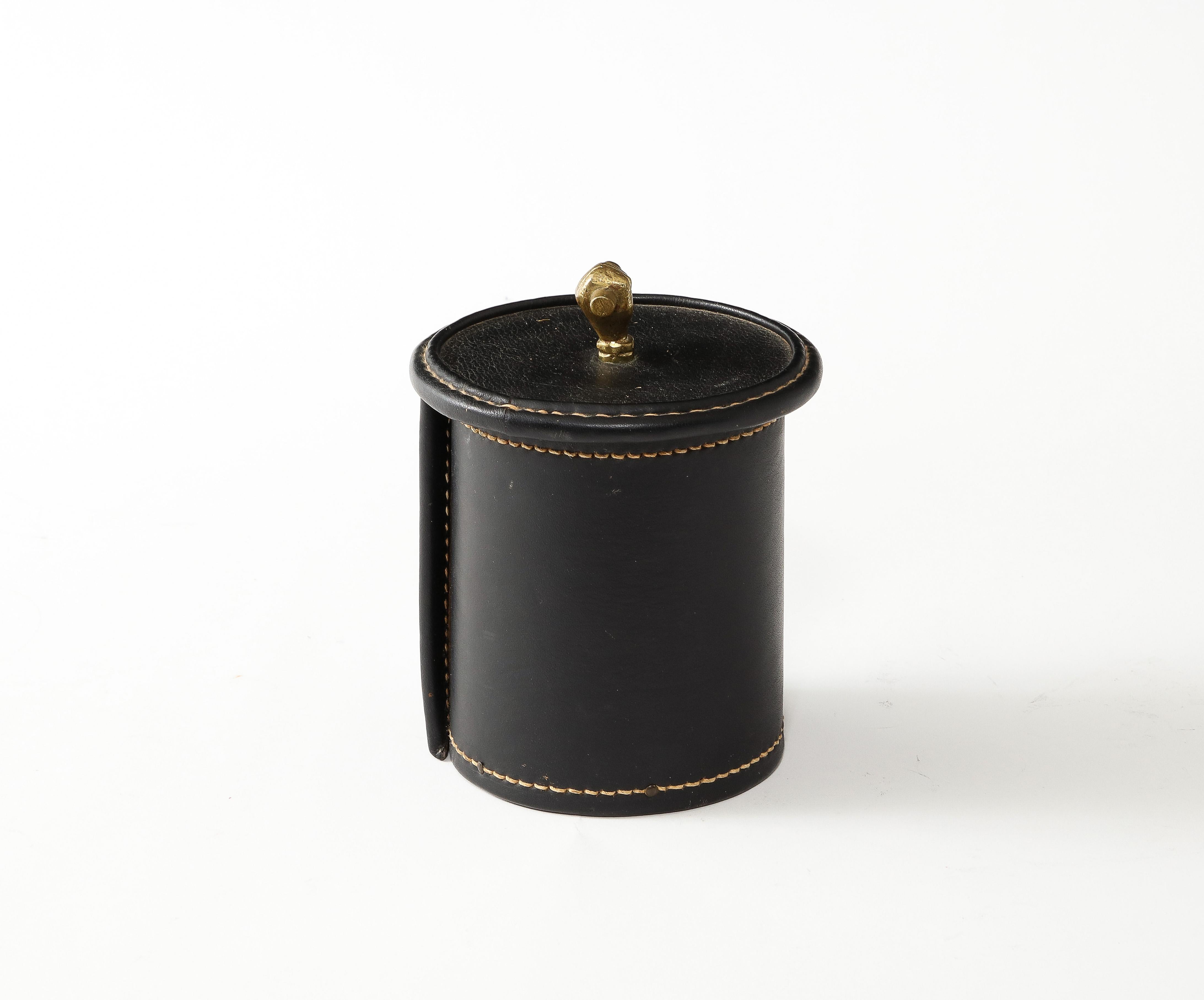 20th Century Jacques Adnet Leather Box, France 1950's For Sale
