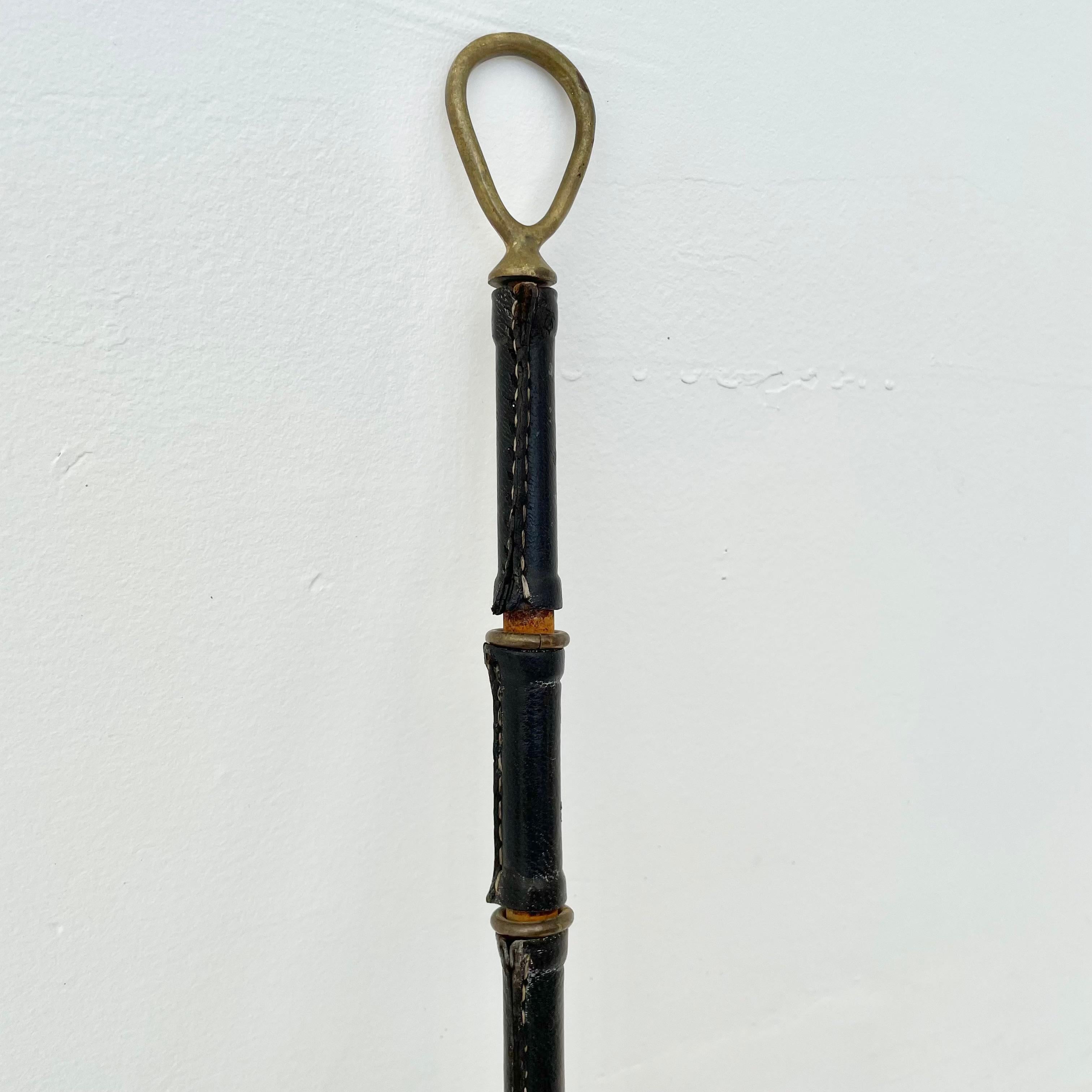 French Jacques Adnet Leather Broom