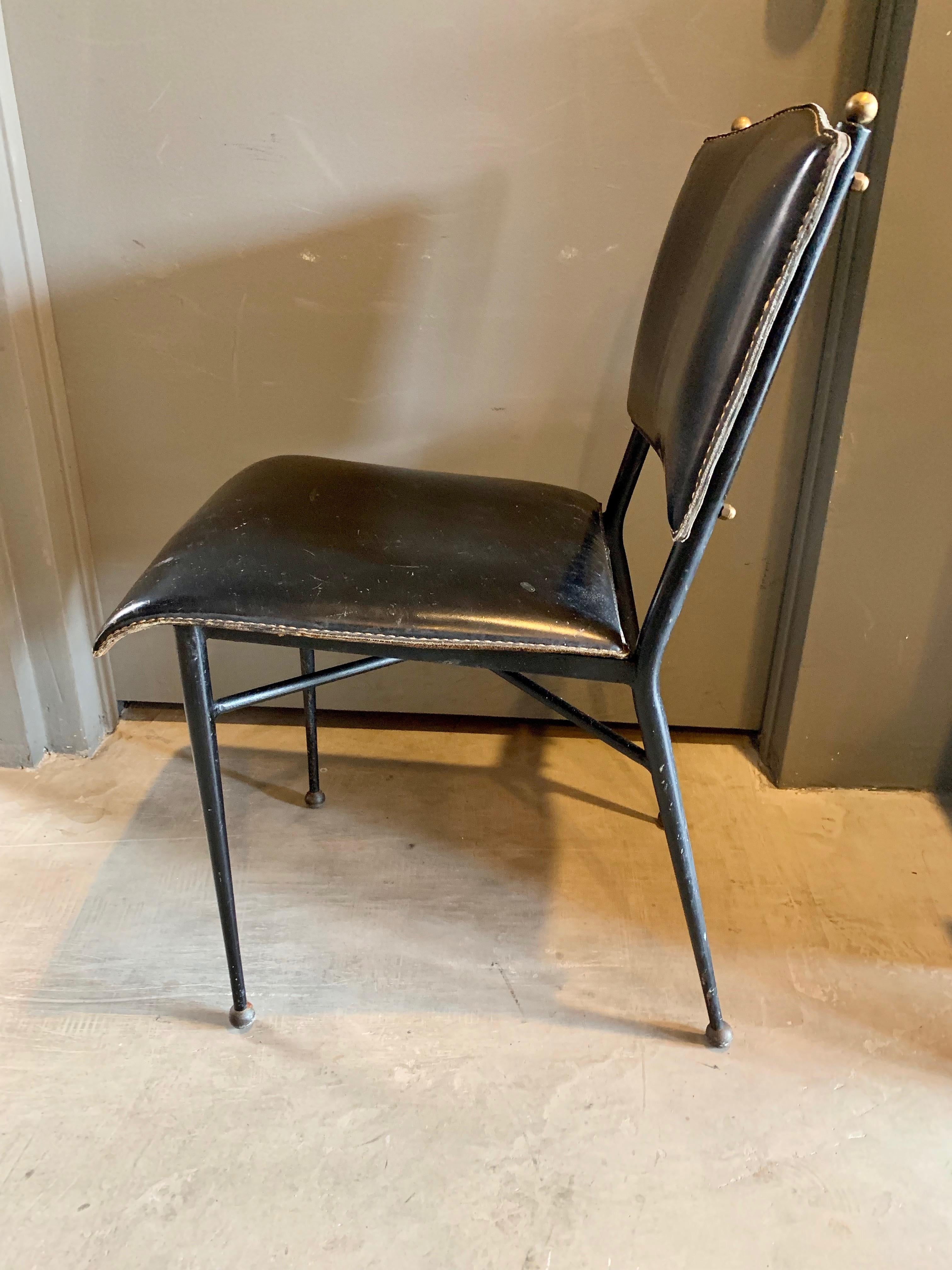 Jacques Adnet Leather Chair In Good Condition In Los Angeles, CA