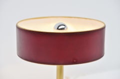 Jacques Adnet Leather Clad Lamp in Red France, 1960