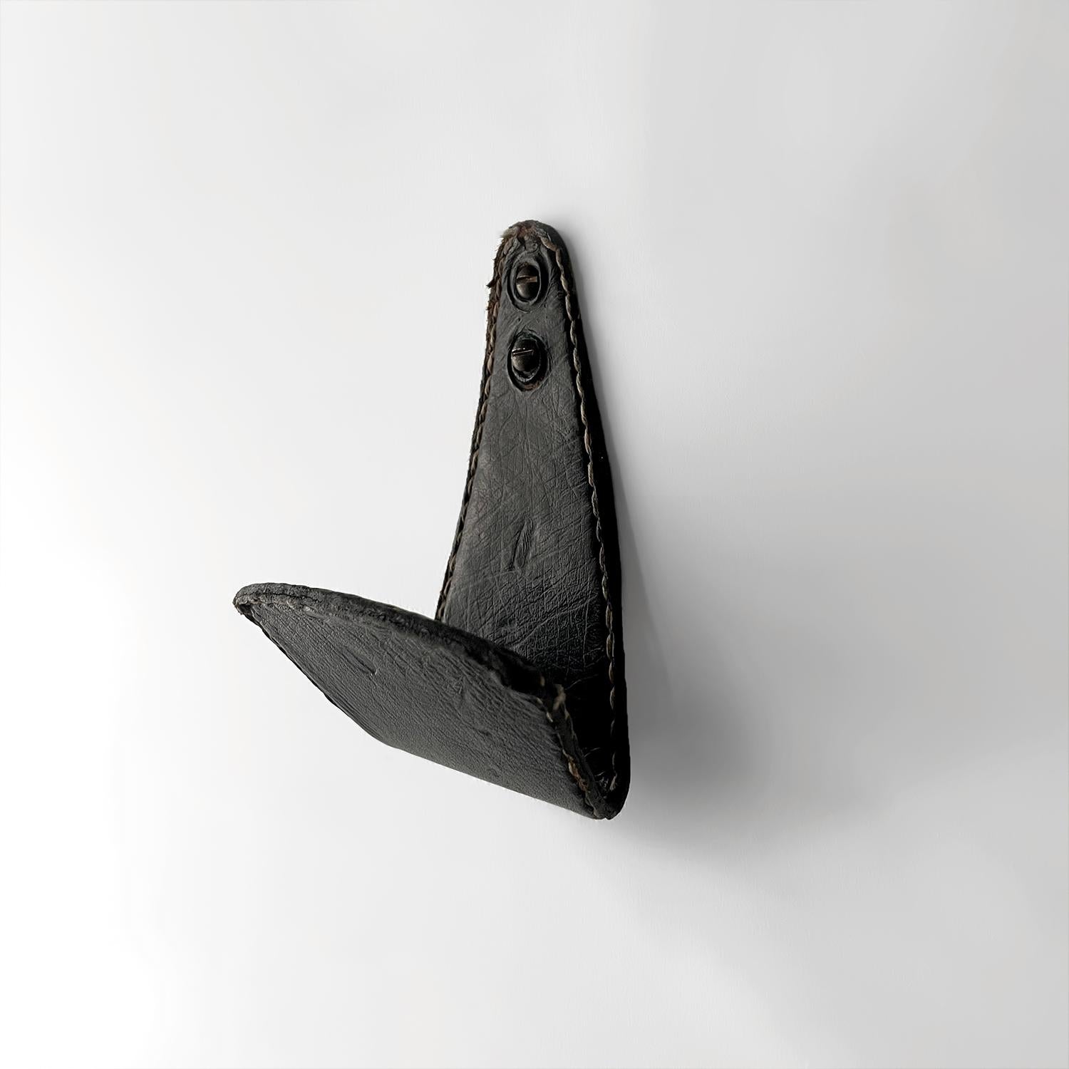 French Jacques Adnet Leather Coat Hook For Sale