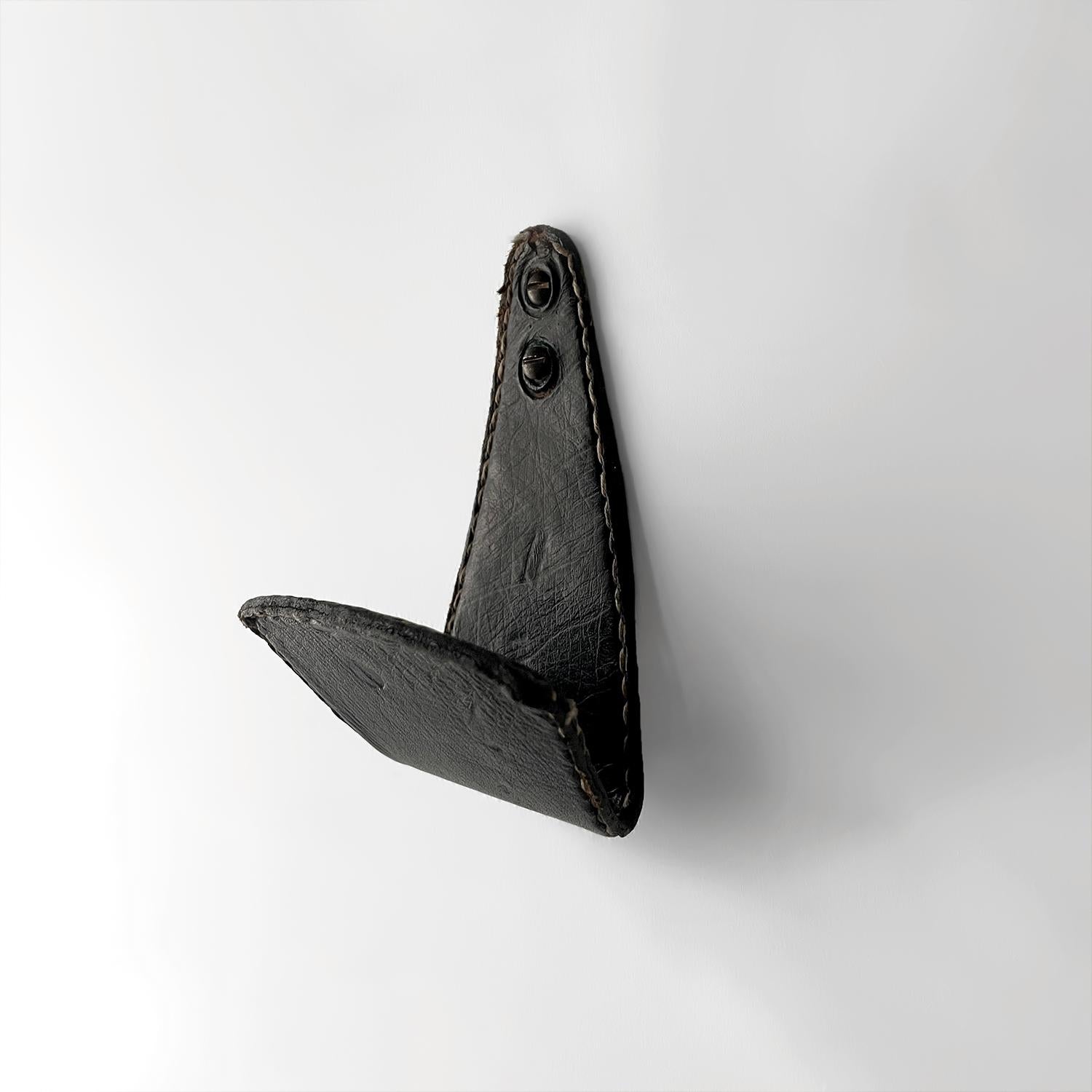 French Jacques Adnet Leather Coat Hook