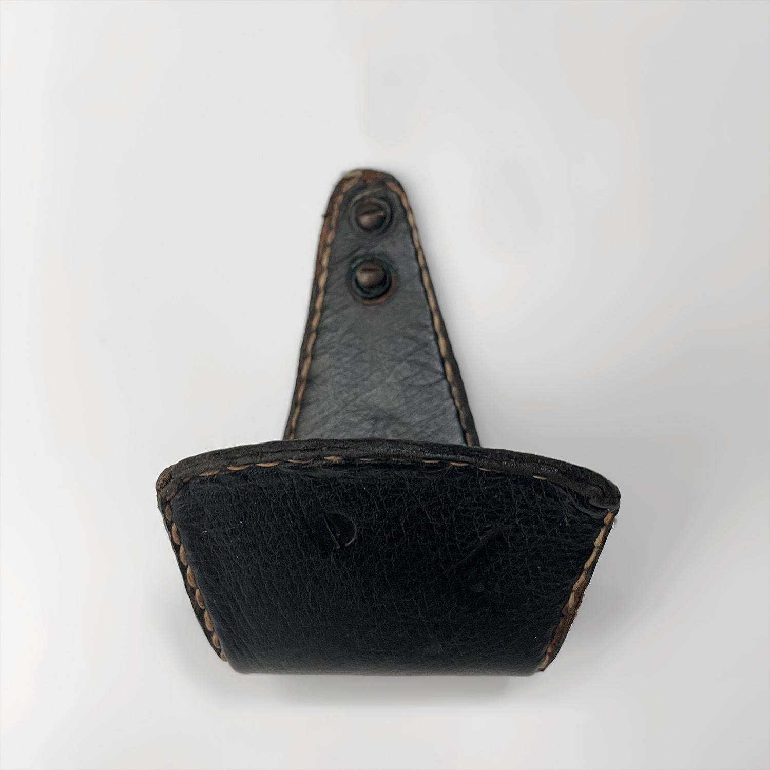 Jacques Adnet Leather Coat Hook In Good Condition For Sale In Los Angeles, CA