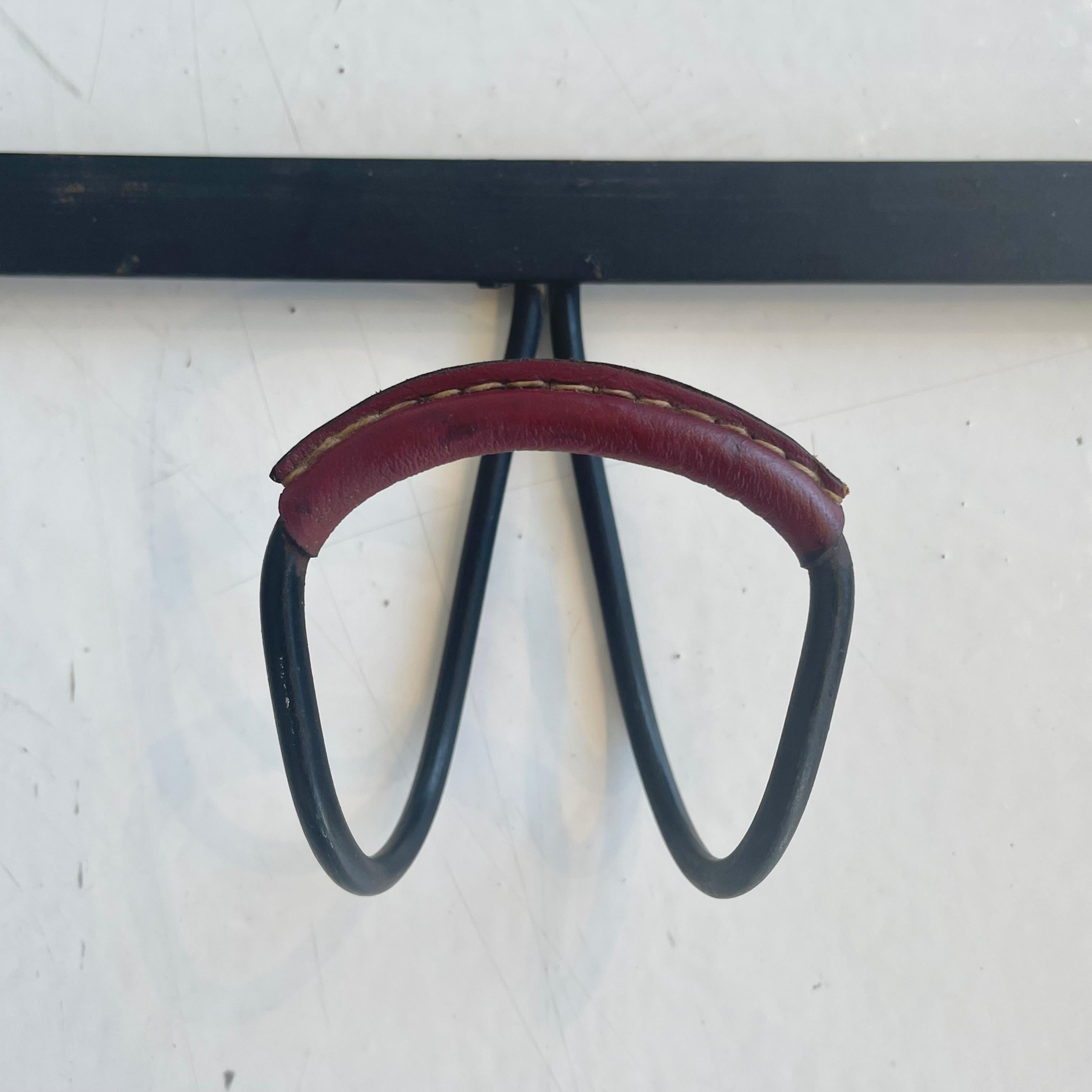 Jacques Adnet Leather Coat Rack In Good Condition In Los Angeles, CA