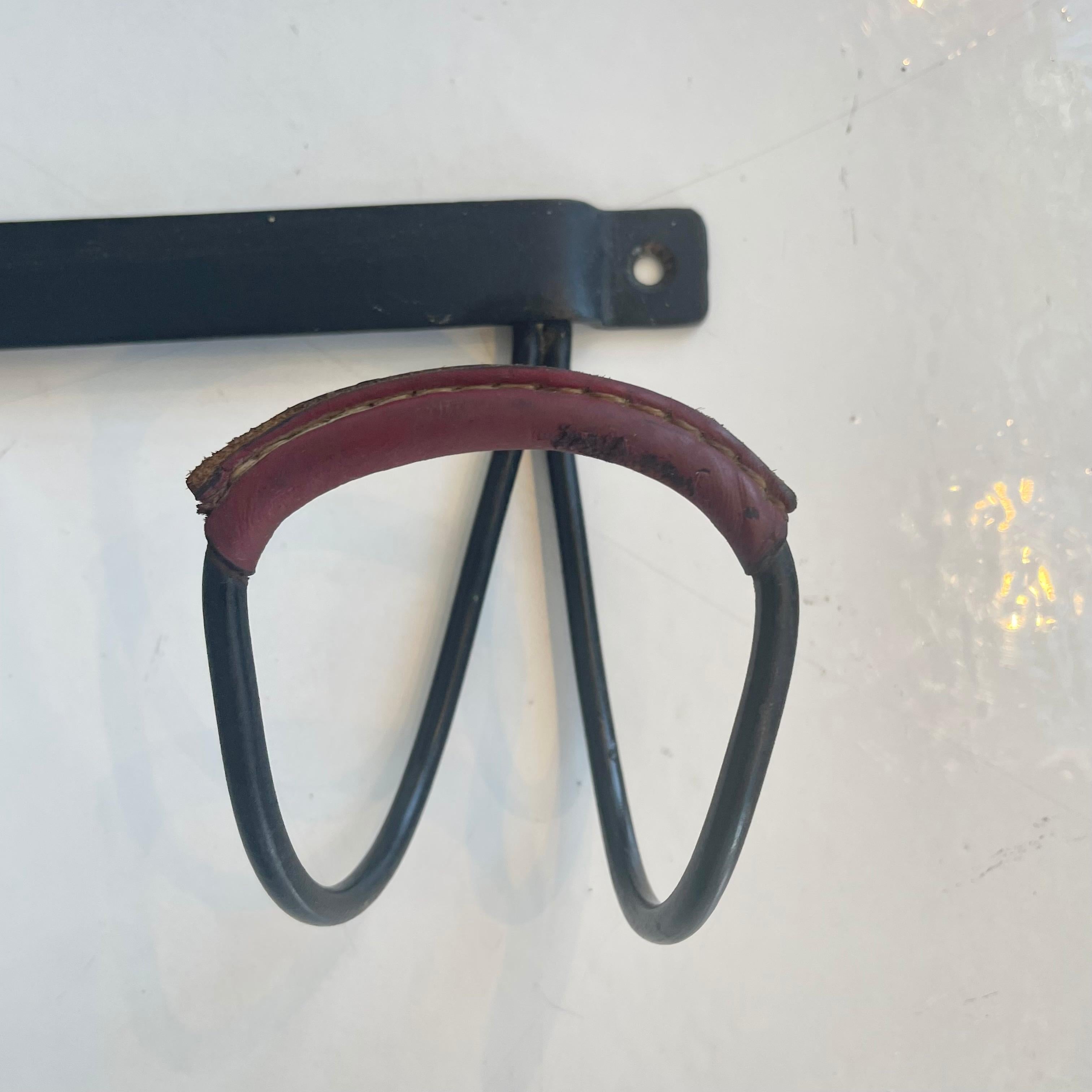 Mid-20th Century Jacques Adnet Leather Coat Rack