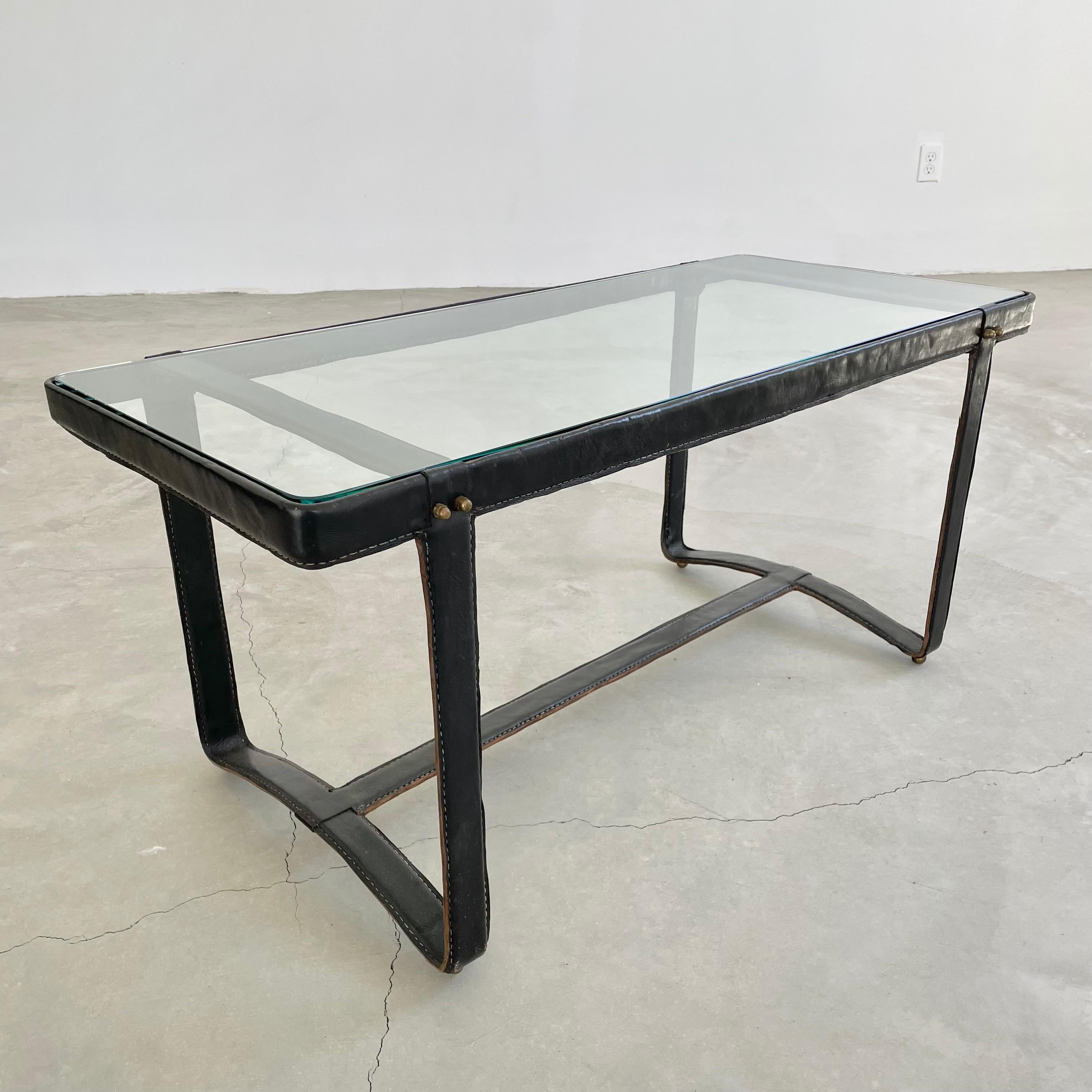 Jacques Adnet Leather Coffee Table, 1950s For Sale 2