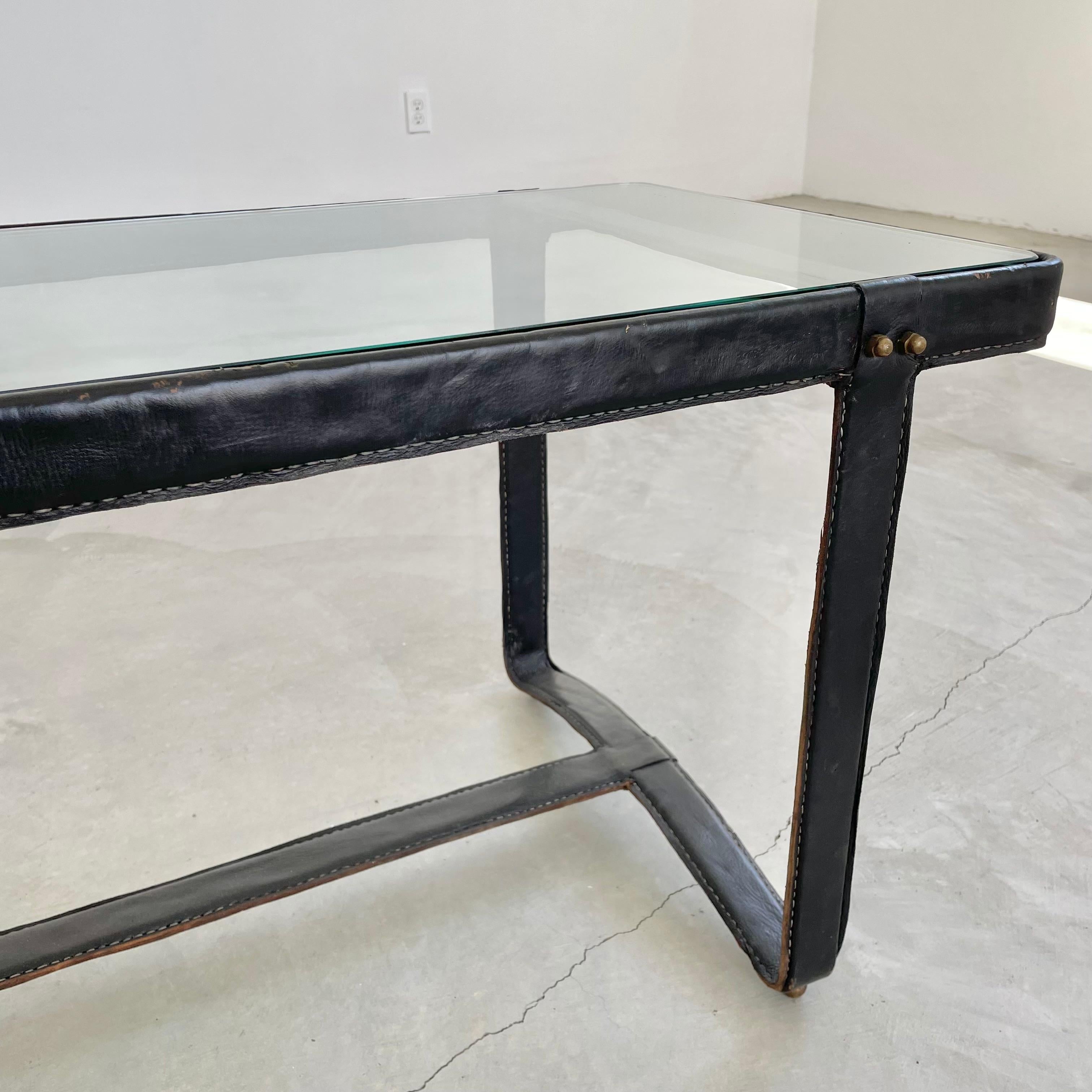 Jacques Adnet Leather Coffee Table, 1950s For Sale 1