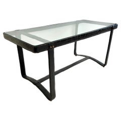 Jacques Adnet Leather Coffee Table