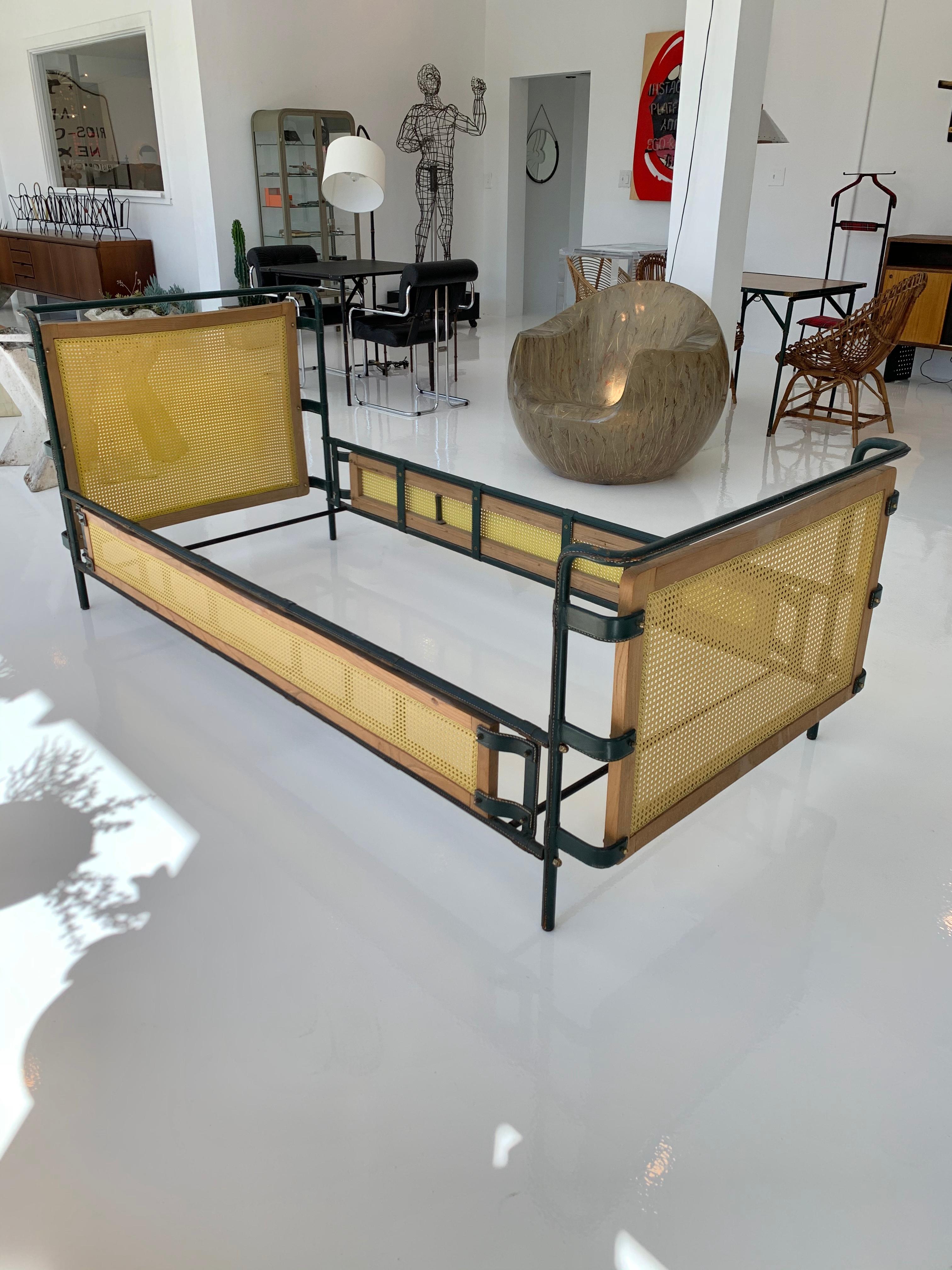 French Jacques Adnet Leather Daybed, 1950s France For Sale