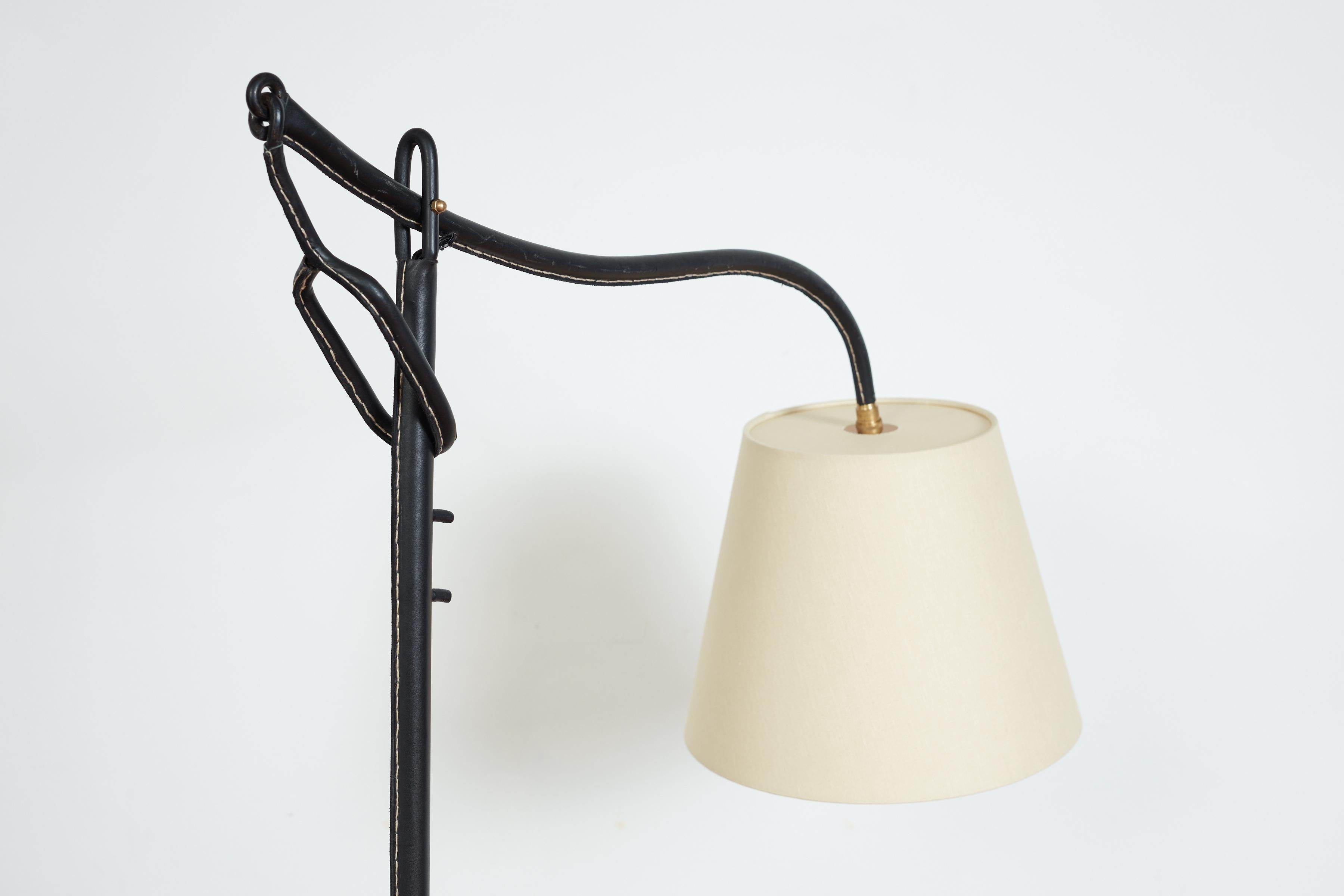 Jacques Adnet Leather Floor Lamp  For Sale 4
