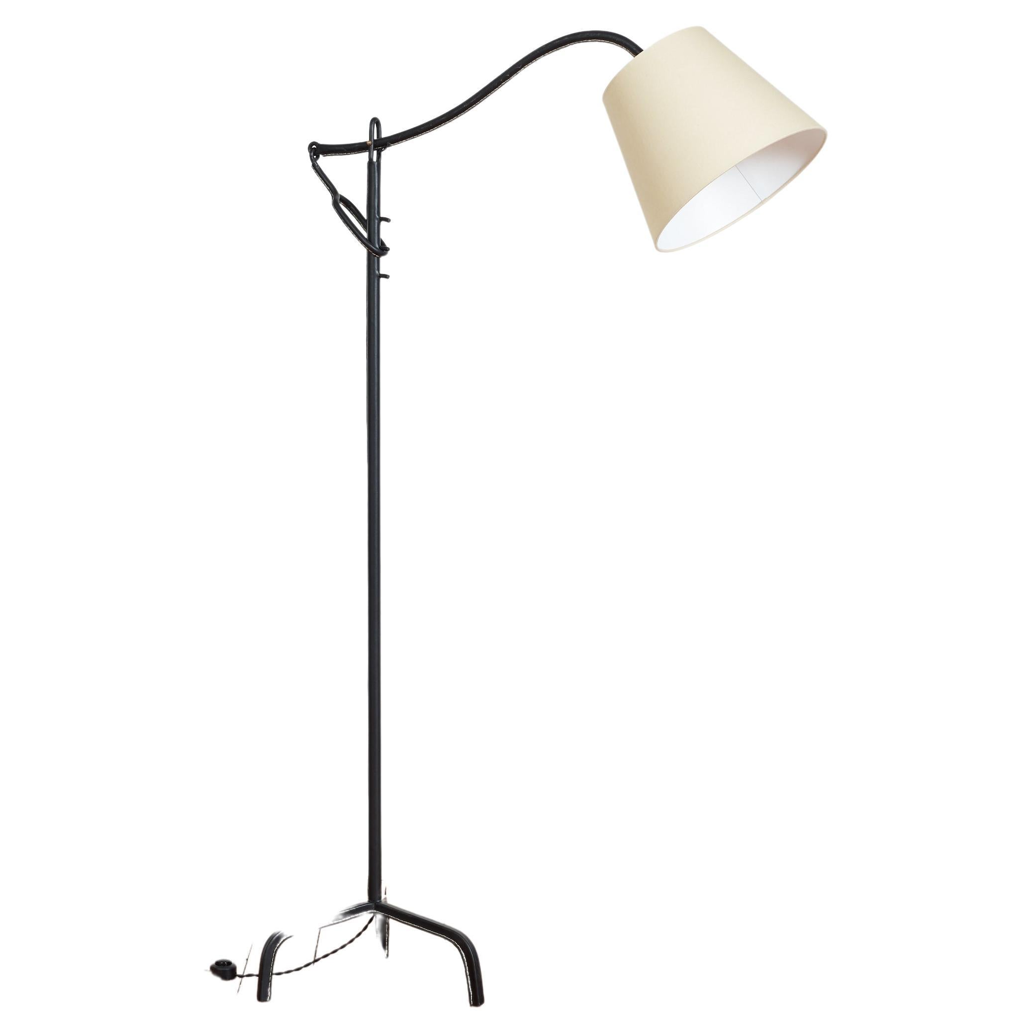 Jacques Adnet Leather Floor Lamp  For Sale