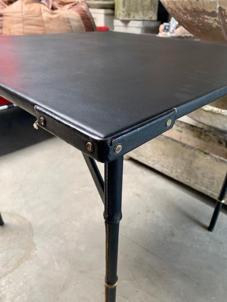 Jacques Black Leather Game Table at 1stDibs